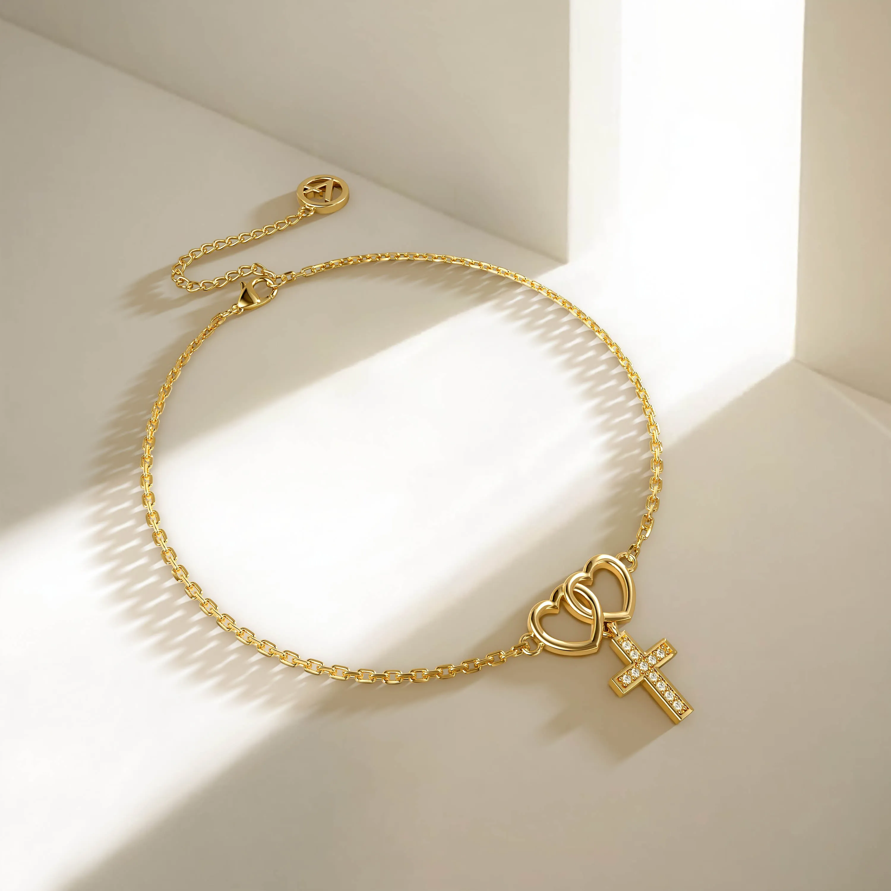 Double Heart Cross Bracelet sold by Vanimy Jewelry product image thumbnail 3