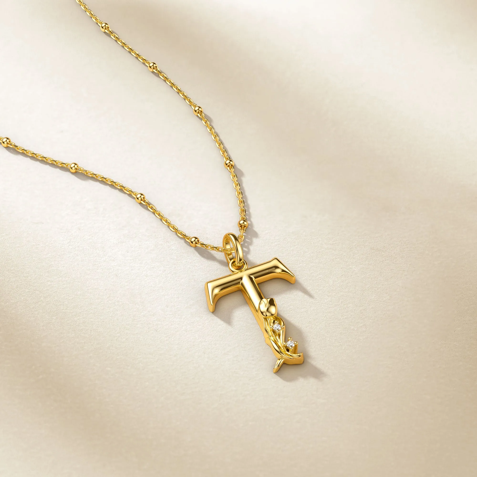 Tulip Blossom Letter T Pendant sold by Vanimy Jewelry product image thumbnail 4