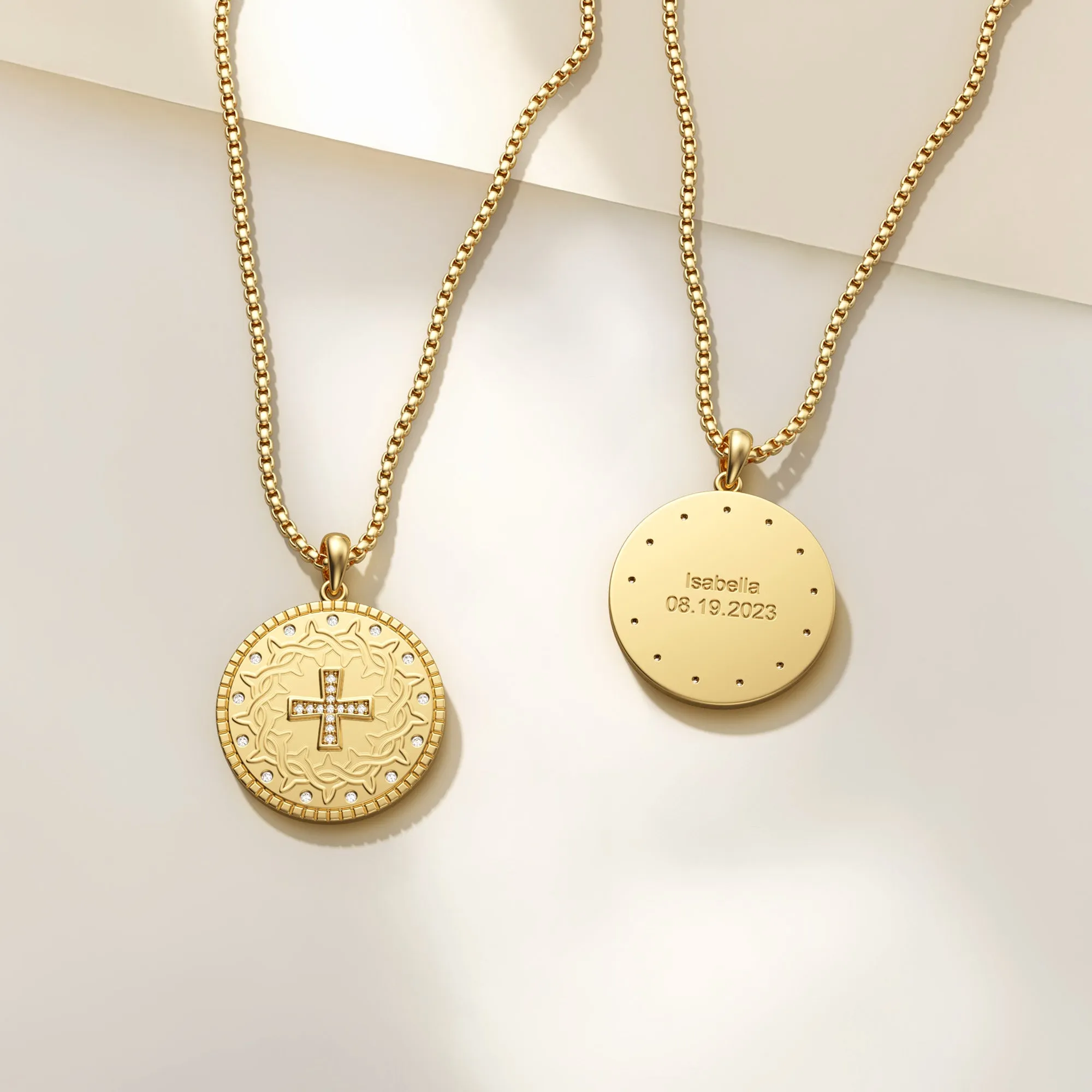 Personalized Cross Crown of Thorns Medallion Necklace sold by Vanimy Jewelry product image thumbnail 2