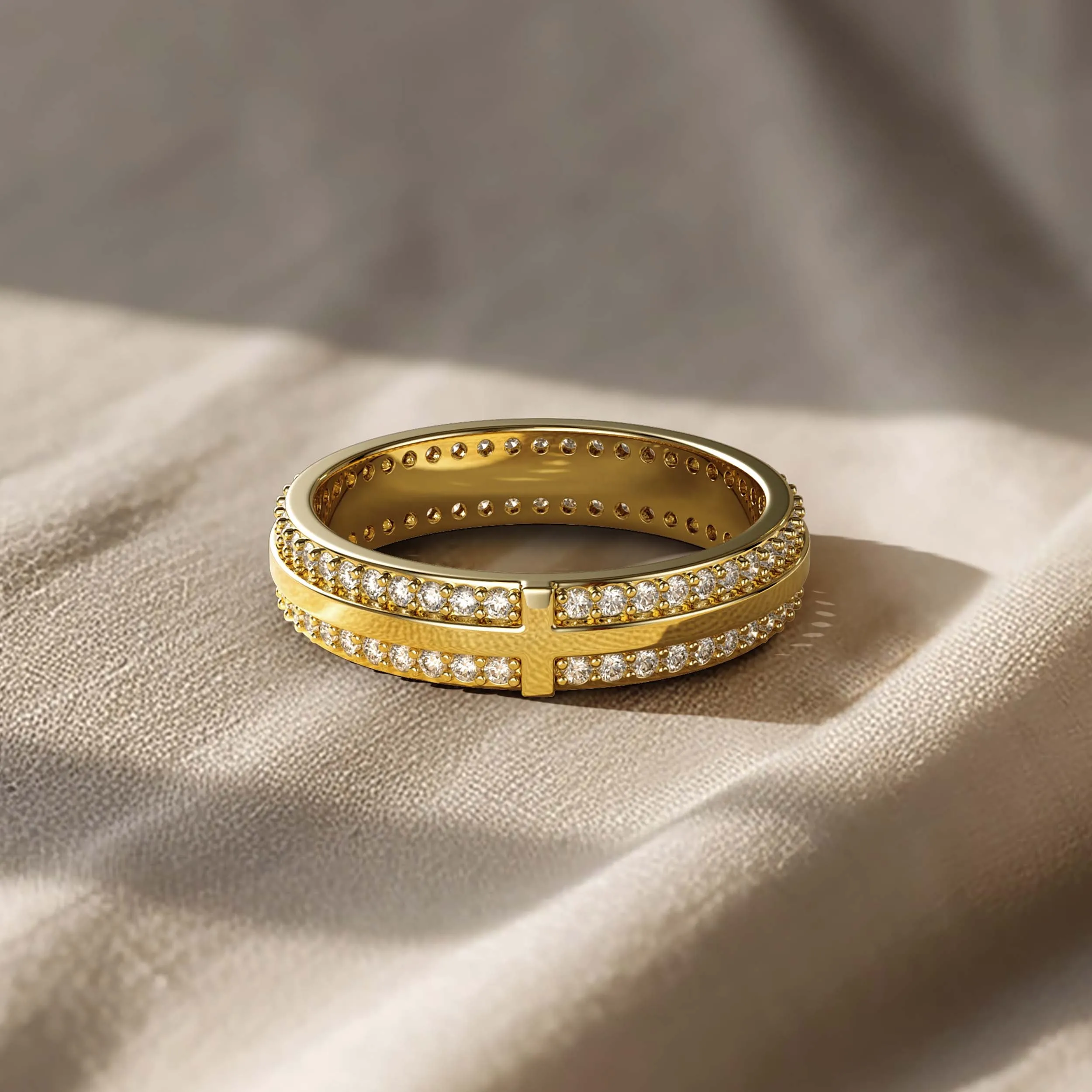 Narrow Pavé Zirconia Cross Band Ring sold by Vanimy Jewelry product image thumbnail 3