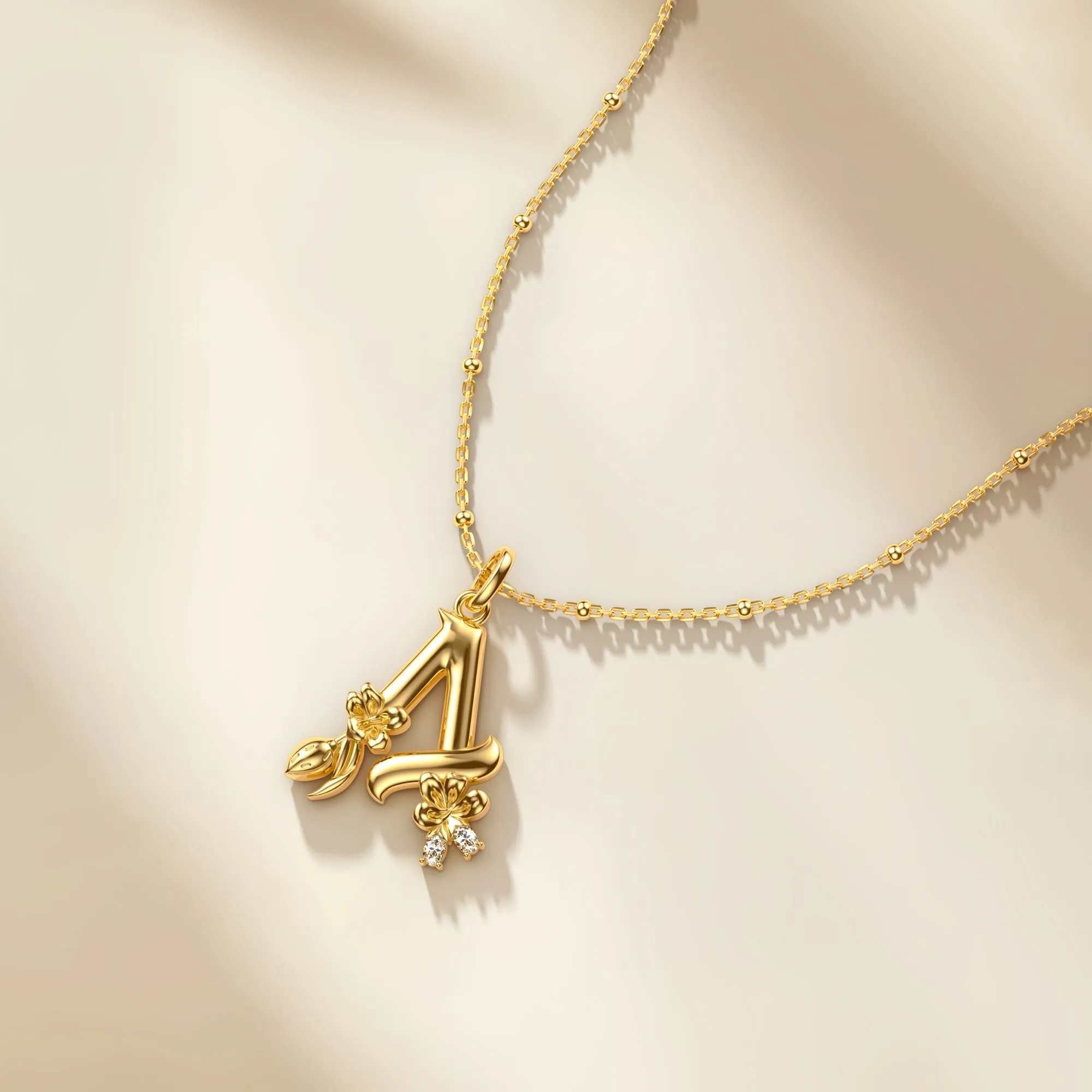 Almond Blossom Letter A Pendant sold by Vanimy Jewelry product image thumbnail 3