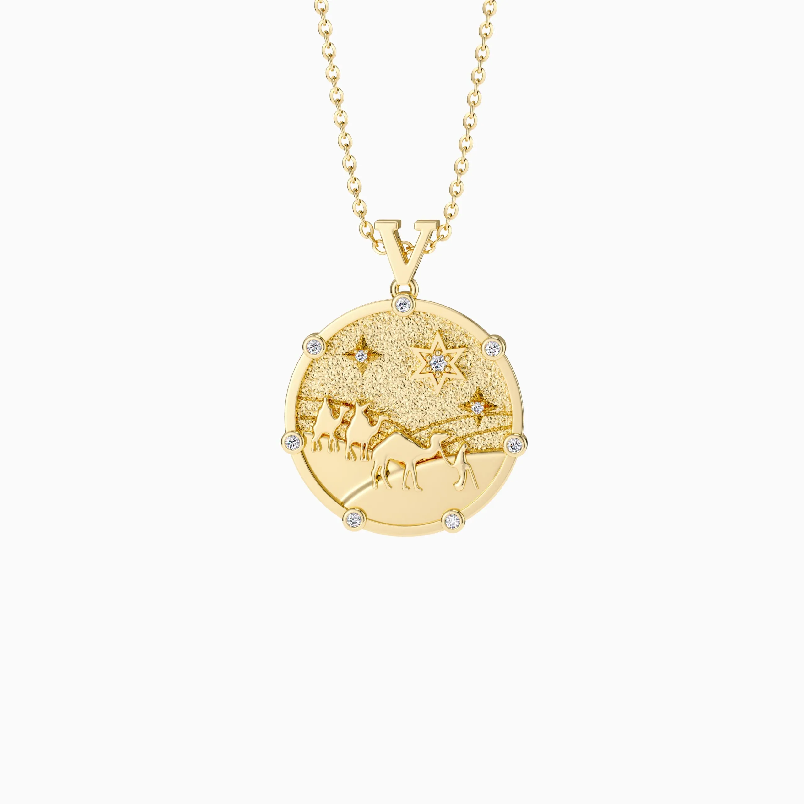 Promised Land Follow Your Star Three Wise Men Coin Medallion Necklace sold by Vanimy Jewelry