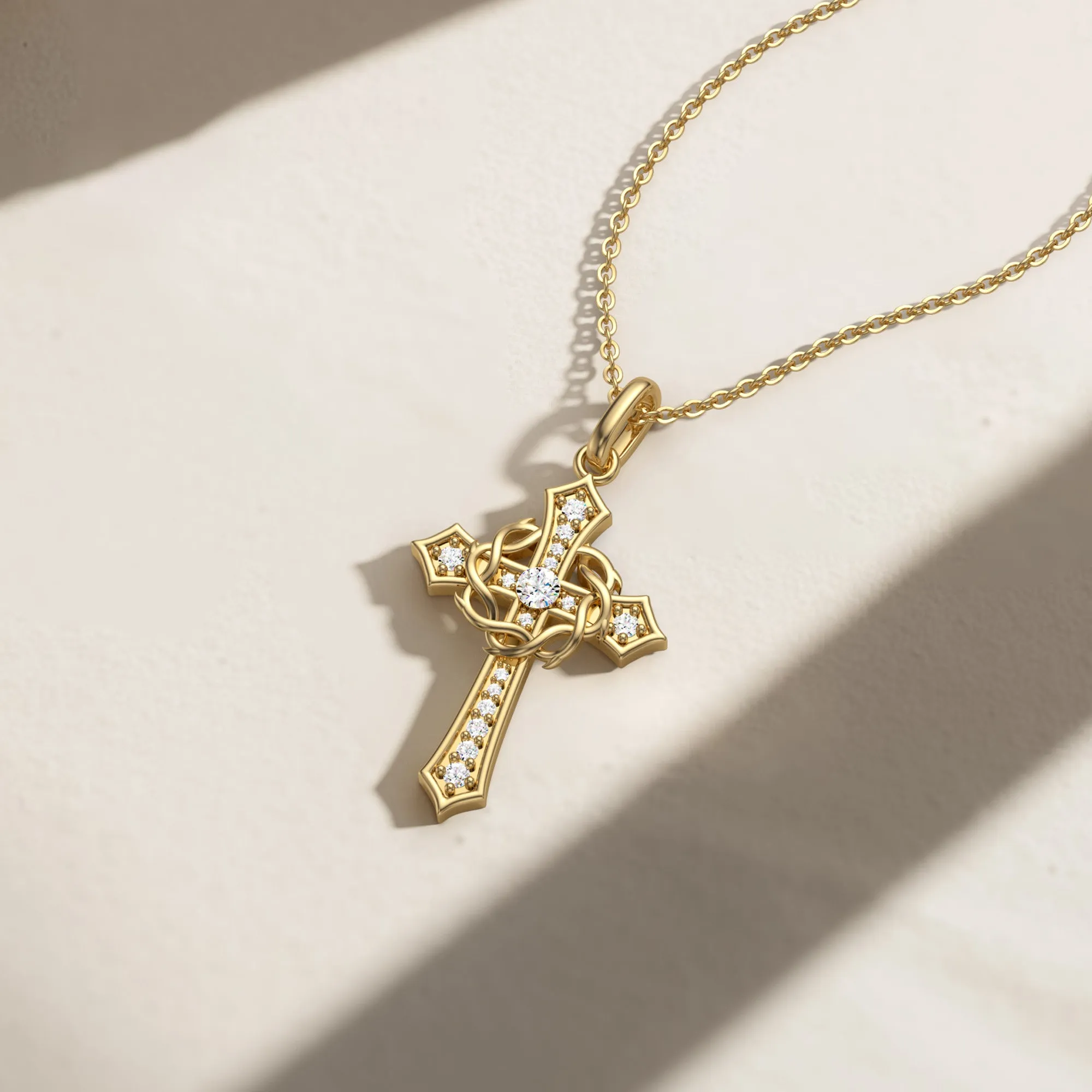 Cross and Crown of Thorns Faith Pendant Necklace sold by Vanimy Jewelry product image thumbnail 4