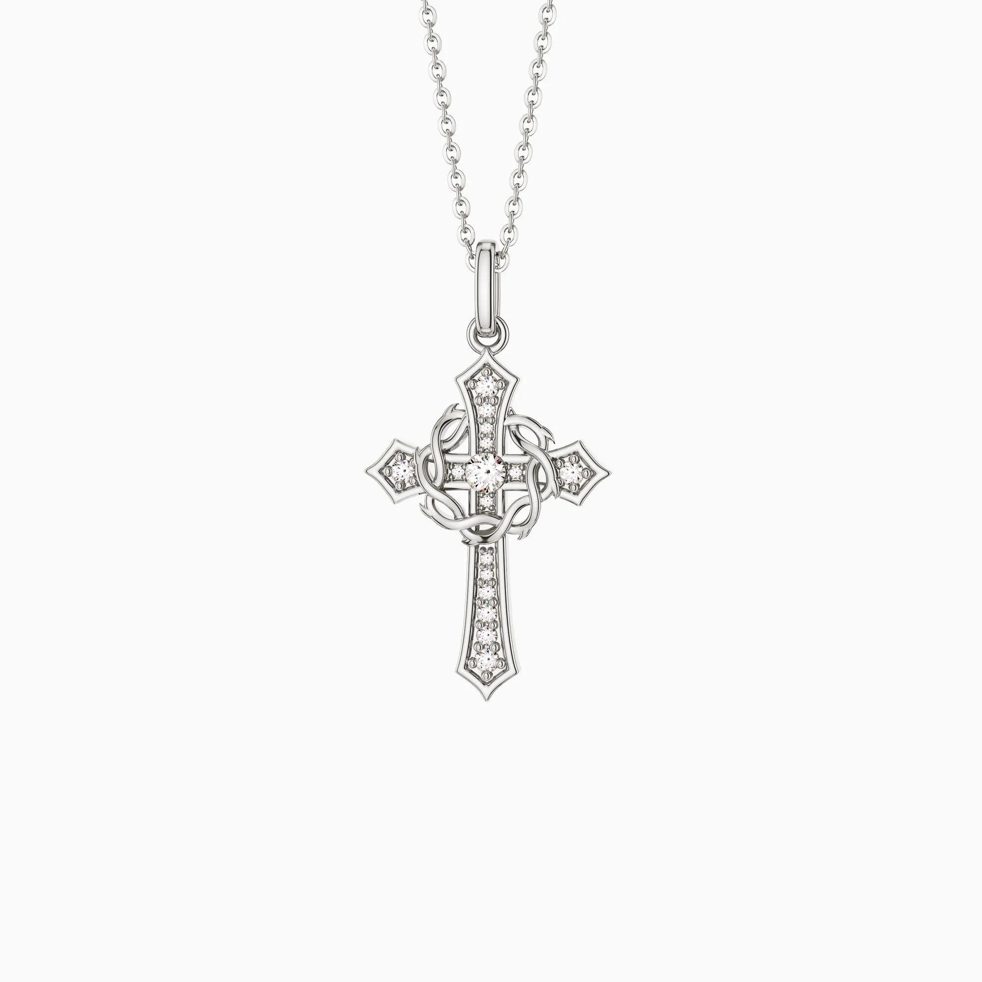 Cross and Crown of Thorns Faith Pendant Necklace sold by Vanimy Jewelry product image thumbnail 5