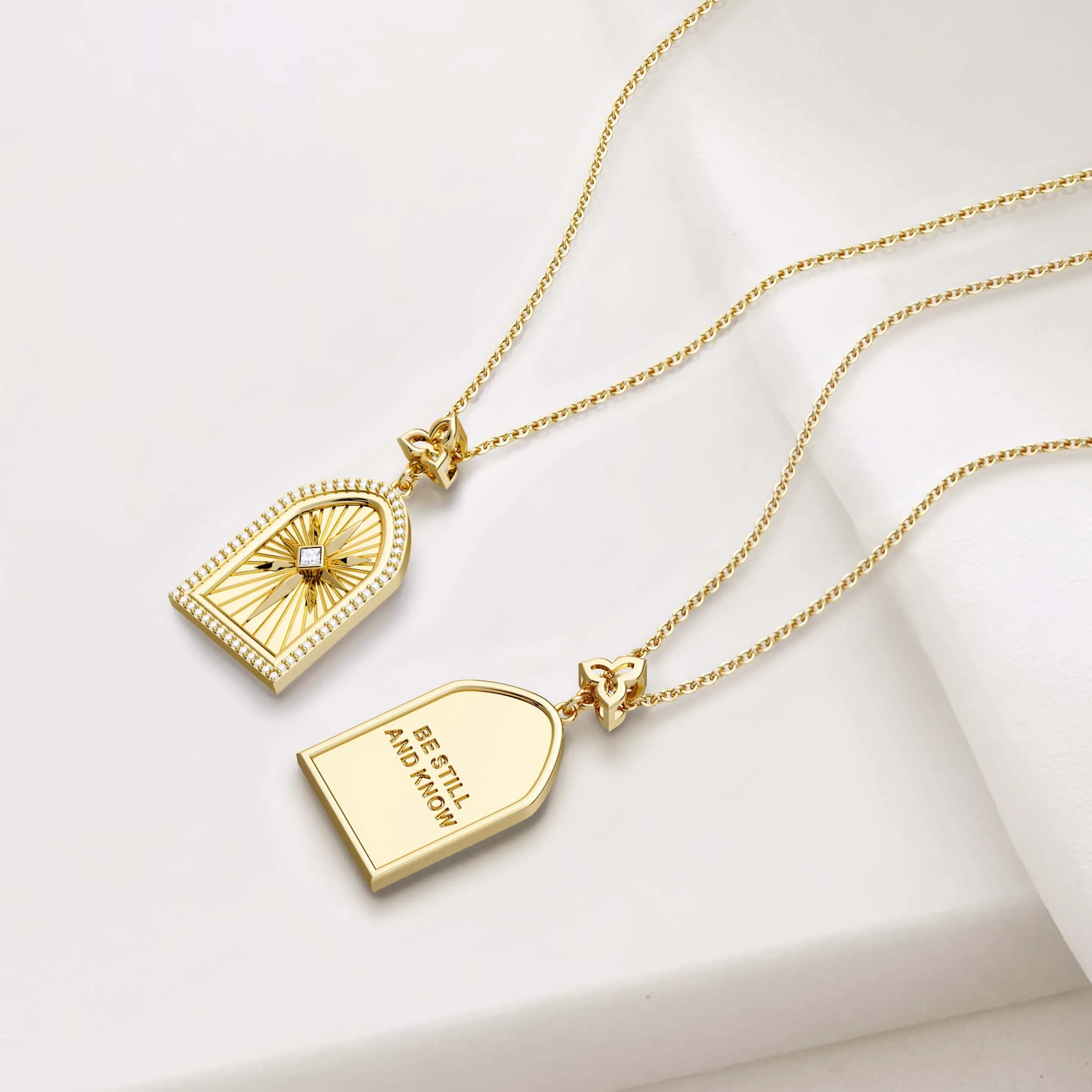 Be Still And Know Cross Medallion Pendant Engraved Necklace sold by Vanimy Jewelry product image thumbnail 3