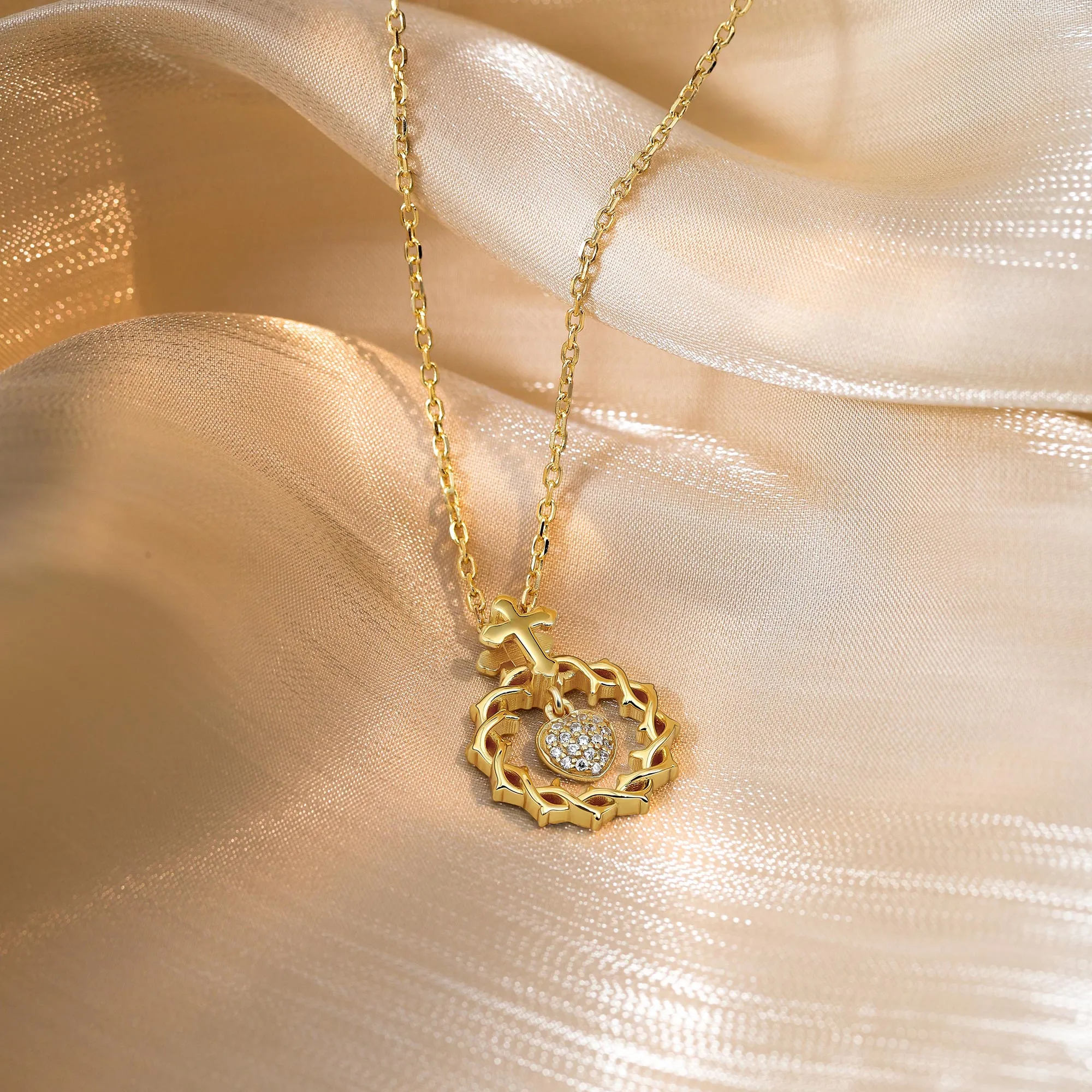 The Sacred Heart Dangle Pendant Necklace sold by Vanimy Jewelry product image thumbnail 4