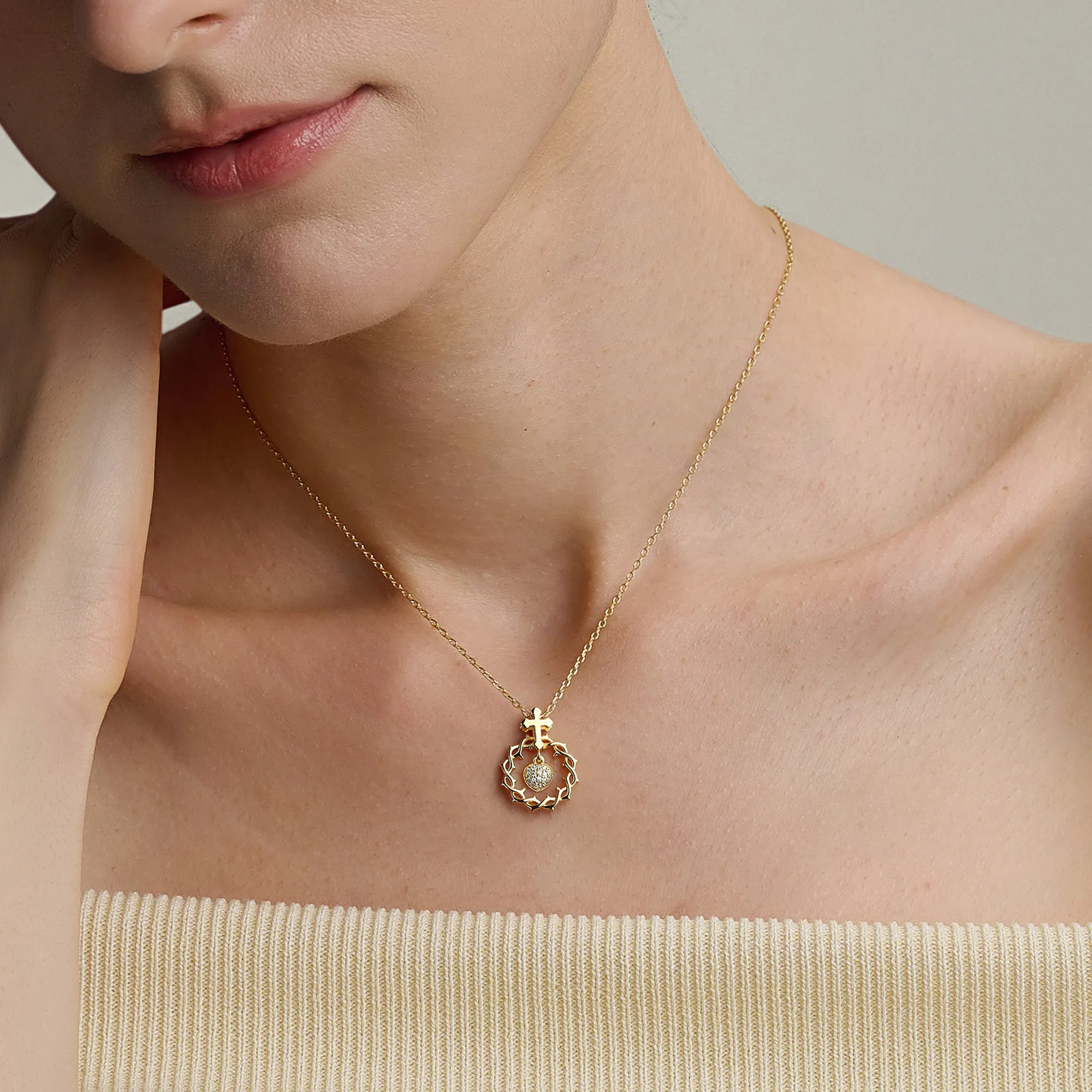 The Sacred Heart Dangle Pendant Necklace sold by Vanimy Jewelry product image thumbnail 2