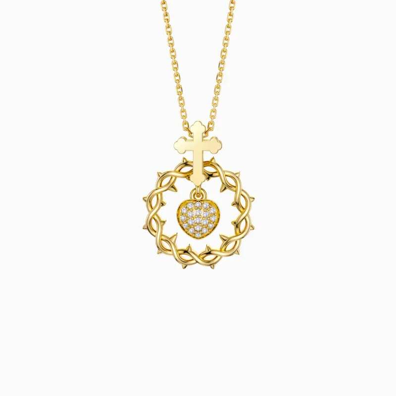 The Sacred Heart Dangle Pendant Necklace sold by Vanimy Jewelry