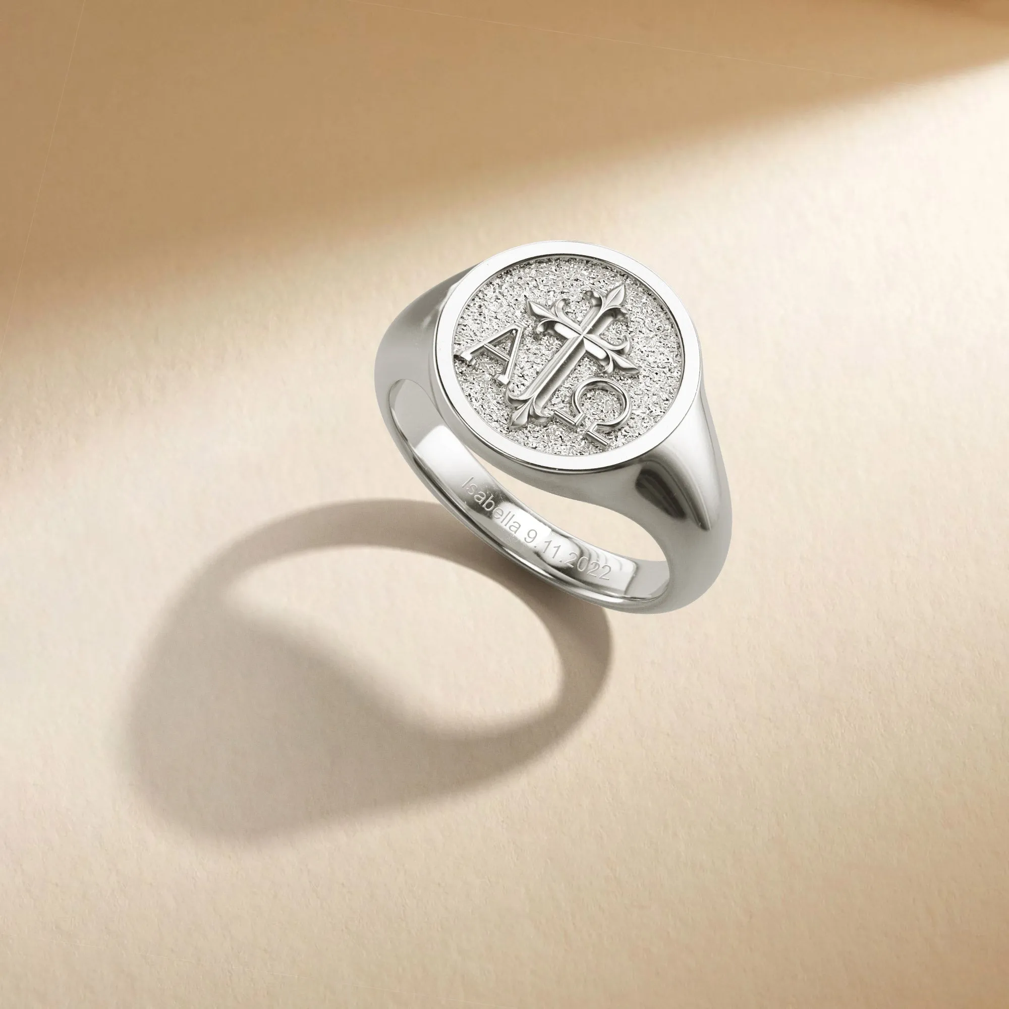 Personalized Alpha Omega Cross Signet Ring sold by Vanimy Jewelry product image thumbnail 2