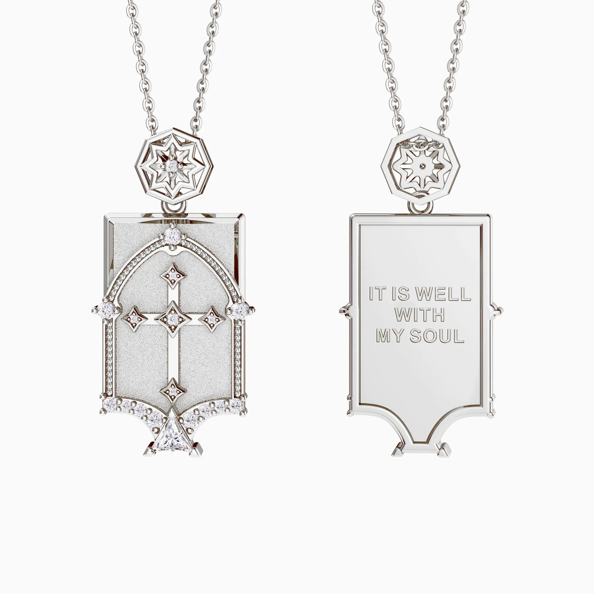 It Is Well With My Soul Cross Dome Engraved Necklace sold by Vanimy Jewelry