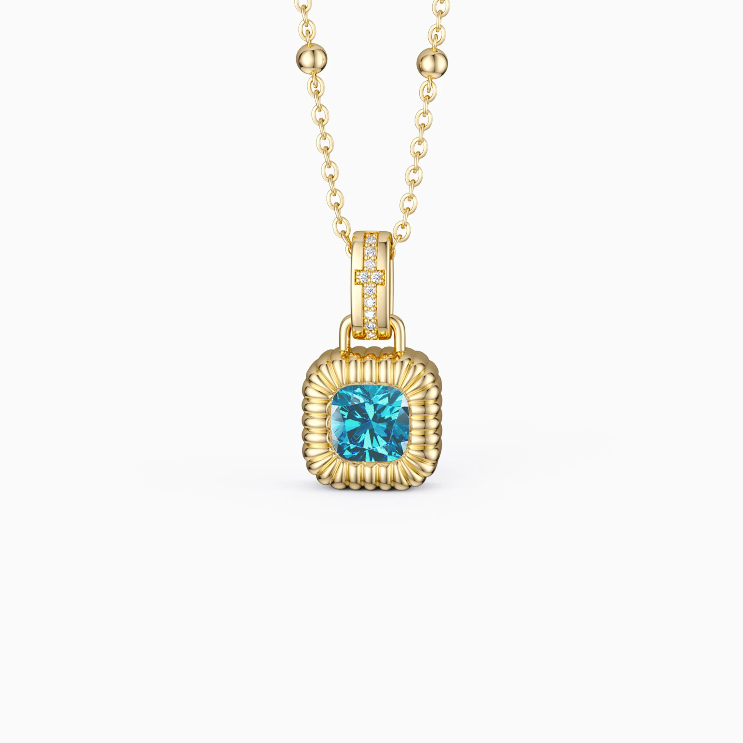 Pavé Solitaire Halo Necklace sold by Vanimy Jewelry