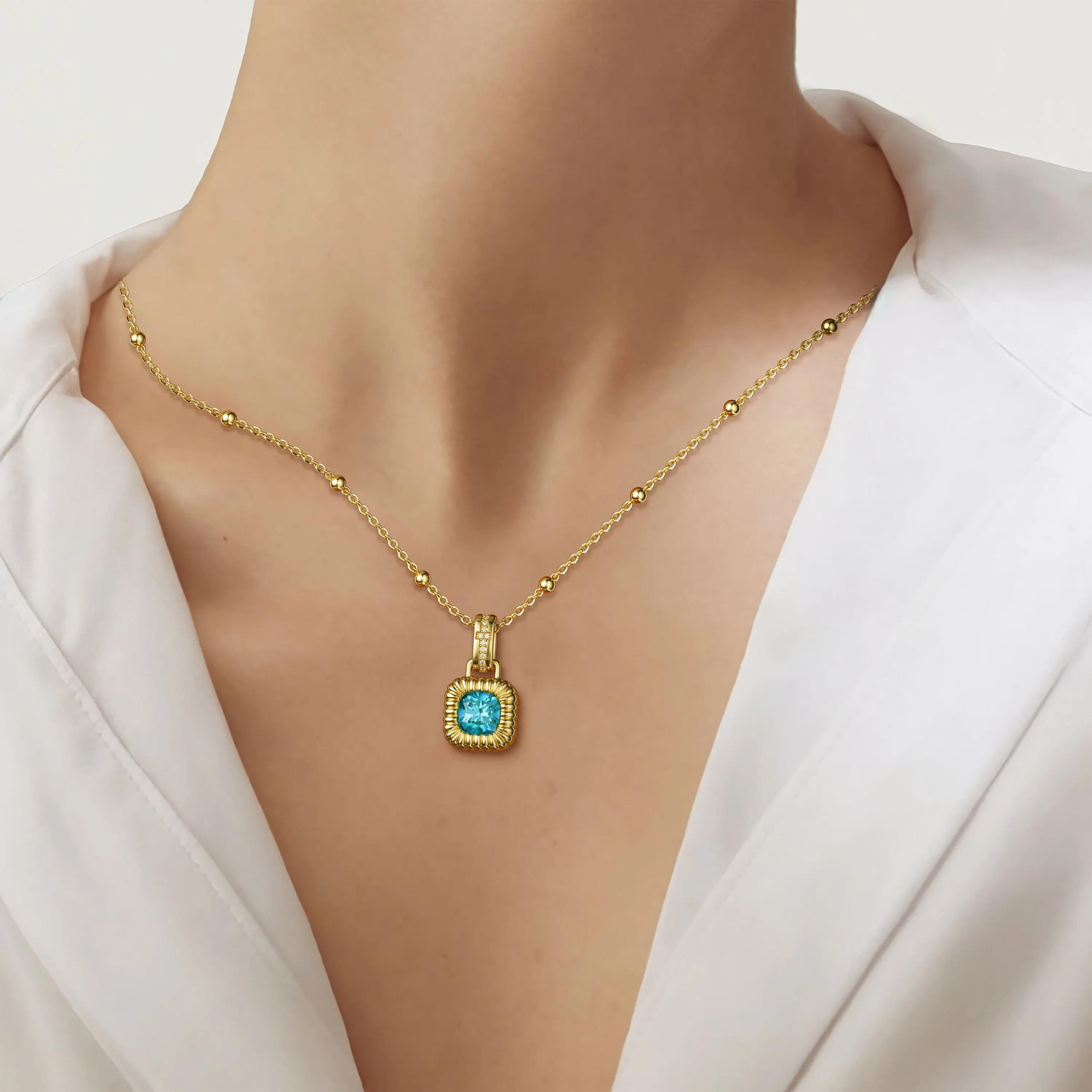 Pavé Solitaire Halo Necklace sold by Vanimy Jewelry product image thumbnail 2