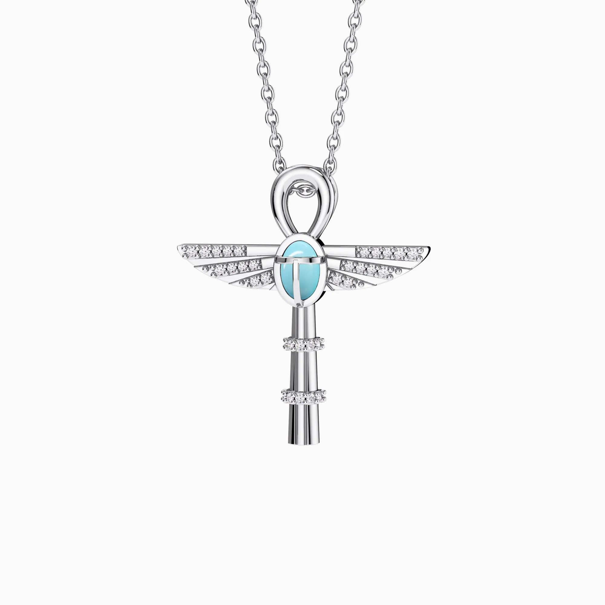 Eternal Guardian Ankh Scarab Turquoise Egyptian Scepter Protection Amulet Pendant Necklace sold by Vanimy Jewelry product image thumbnail 5