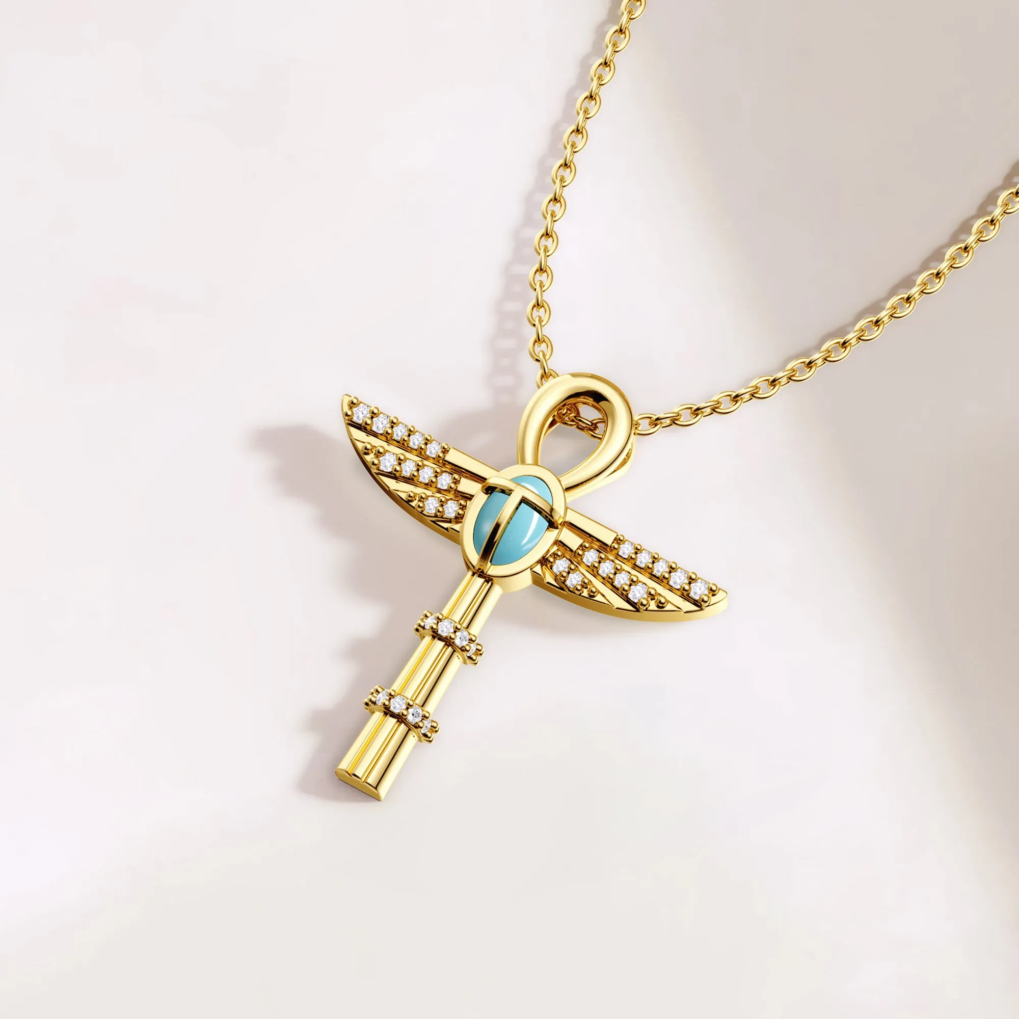 Eternal Guardian Ankh Scarab Turquoise Egyptian Scepter Protection Amulet Pendant Necklace sold by Vanimy Jewelry product image thumbnail 3