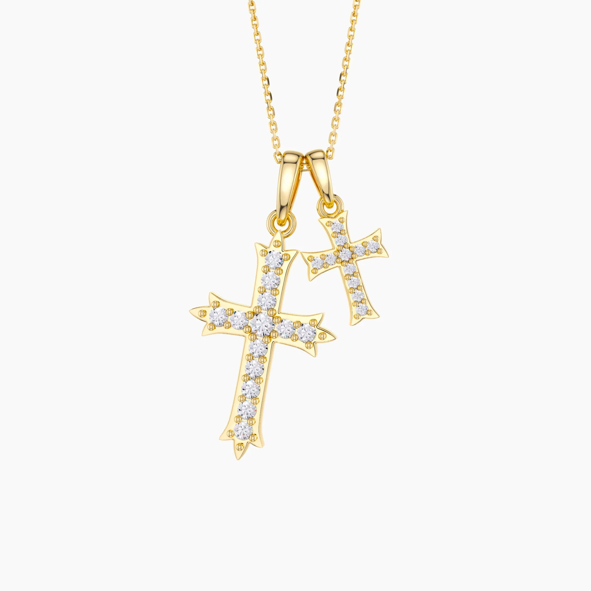 Fleur-de-Lis Dual Cross Pendant Necklace sold by Vanimy Jewelry