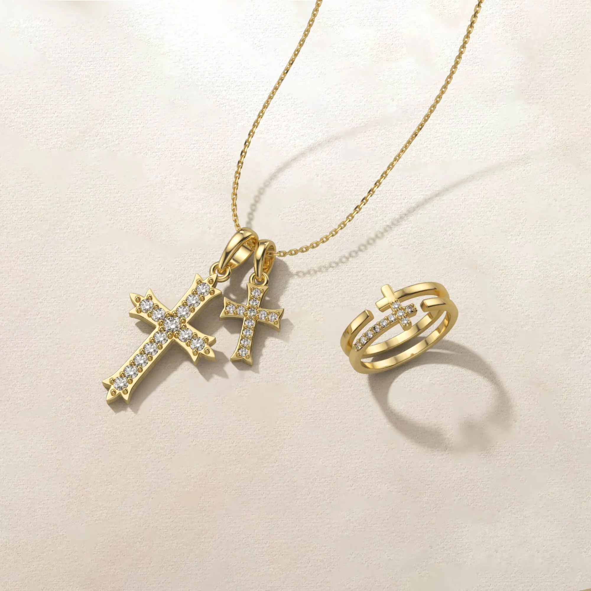 Fleur-de-Lis Dual Cross Pendant Necklace sold by Vanimy Jewelry product image thumbnail 3