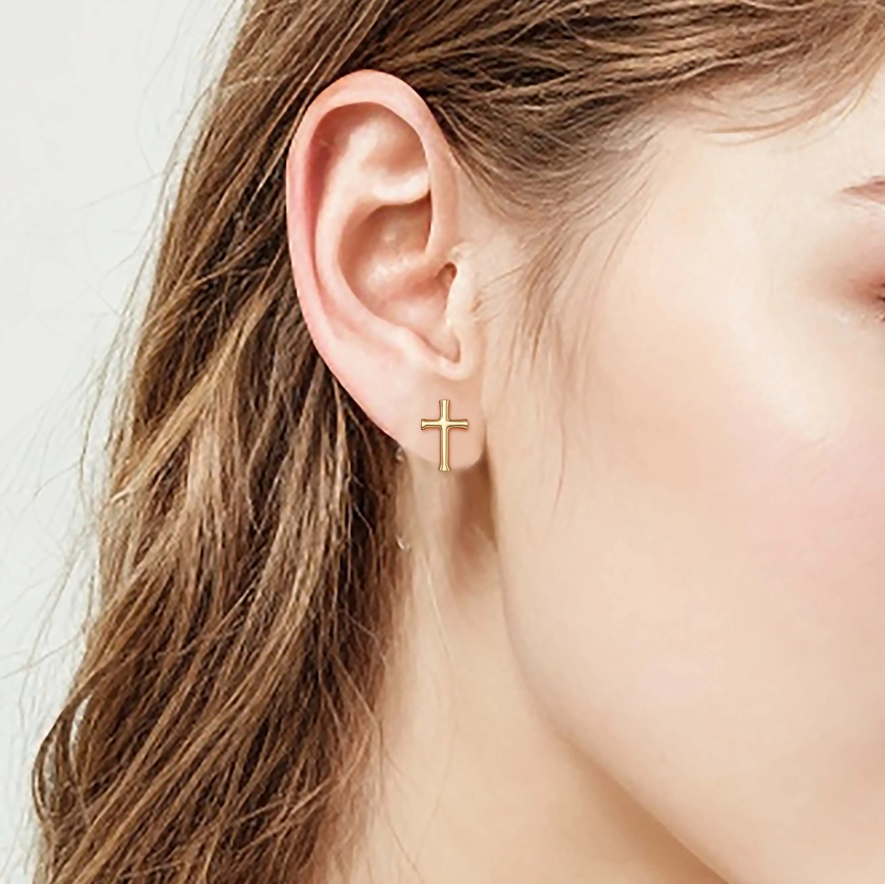 Crown of Thorns Cross Stud Earrings sold by Vanimy Jewelry product image thumbnail 2