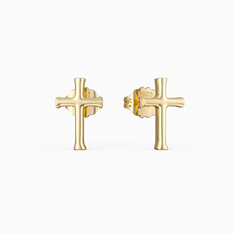 Crown of Thorns Cross Stud Earrings sold by Vanimy Jewelry