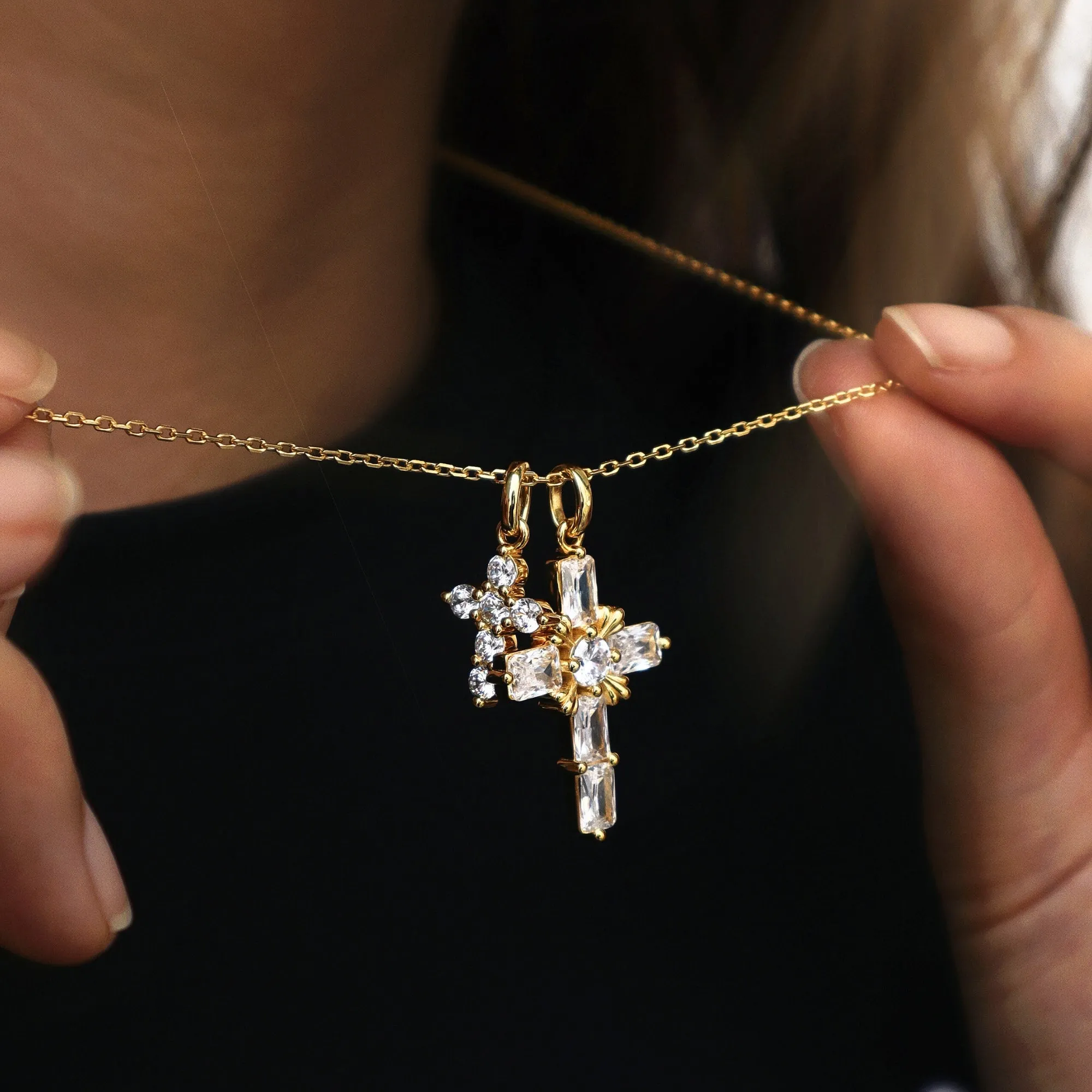 Byzantine Double Crosses Pendant Necklace sold by Vanimy Jewelry product image thumbnail 4