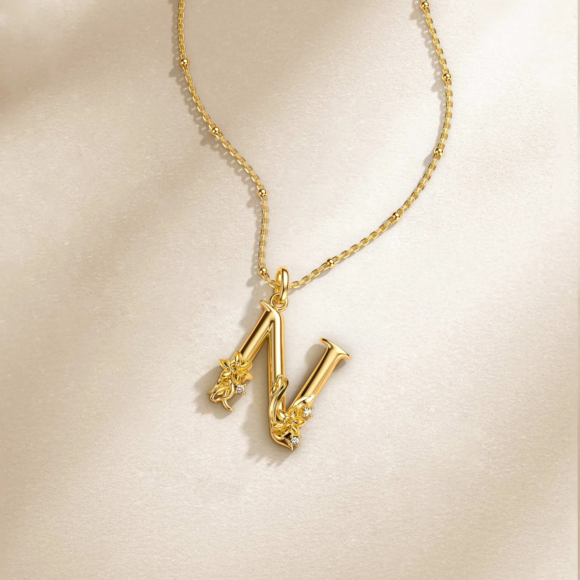 Narcissus Flower Blossom Letter N Pendant sold by Vanimy Jewelry product image thumbnail 4