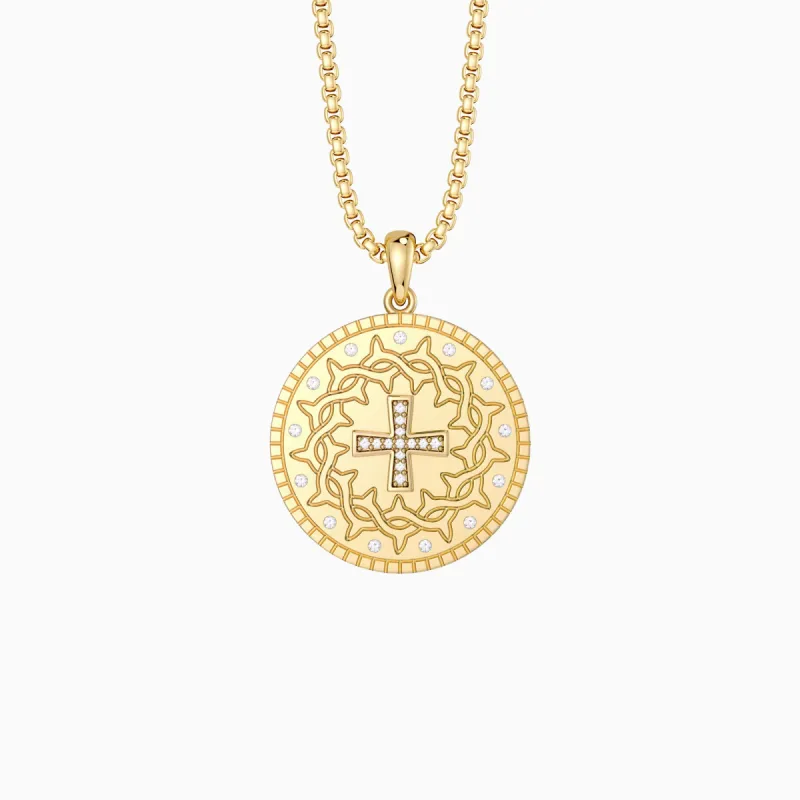 Cross Crown of Thorns Medallion Necklace sold by Vanimy Jewelry