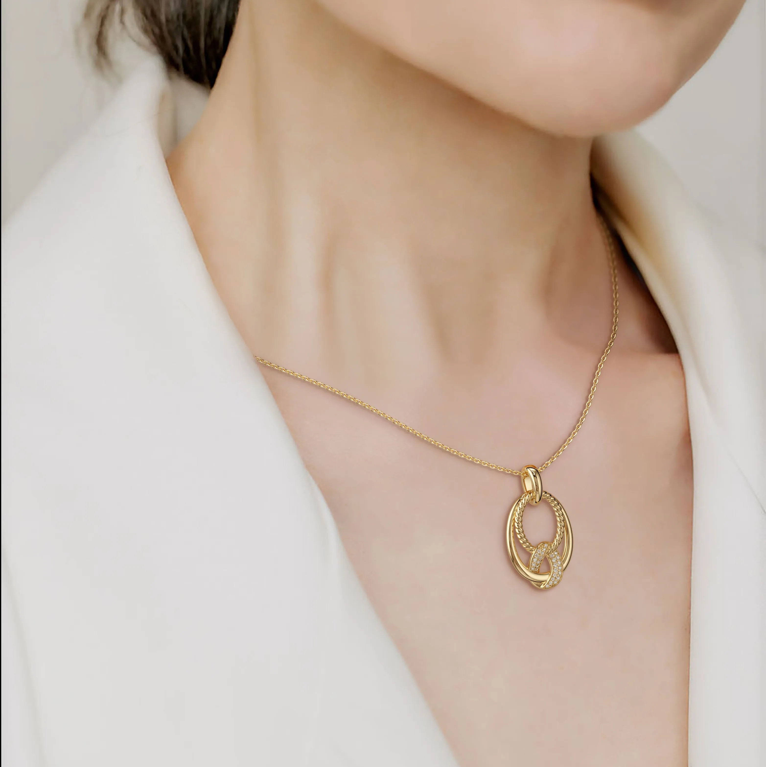 Interlocking Triple Oval Necklace sold by Vanimy Jewelry product image thumbnail 2