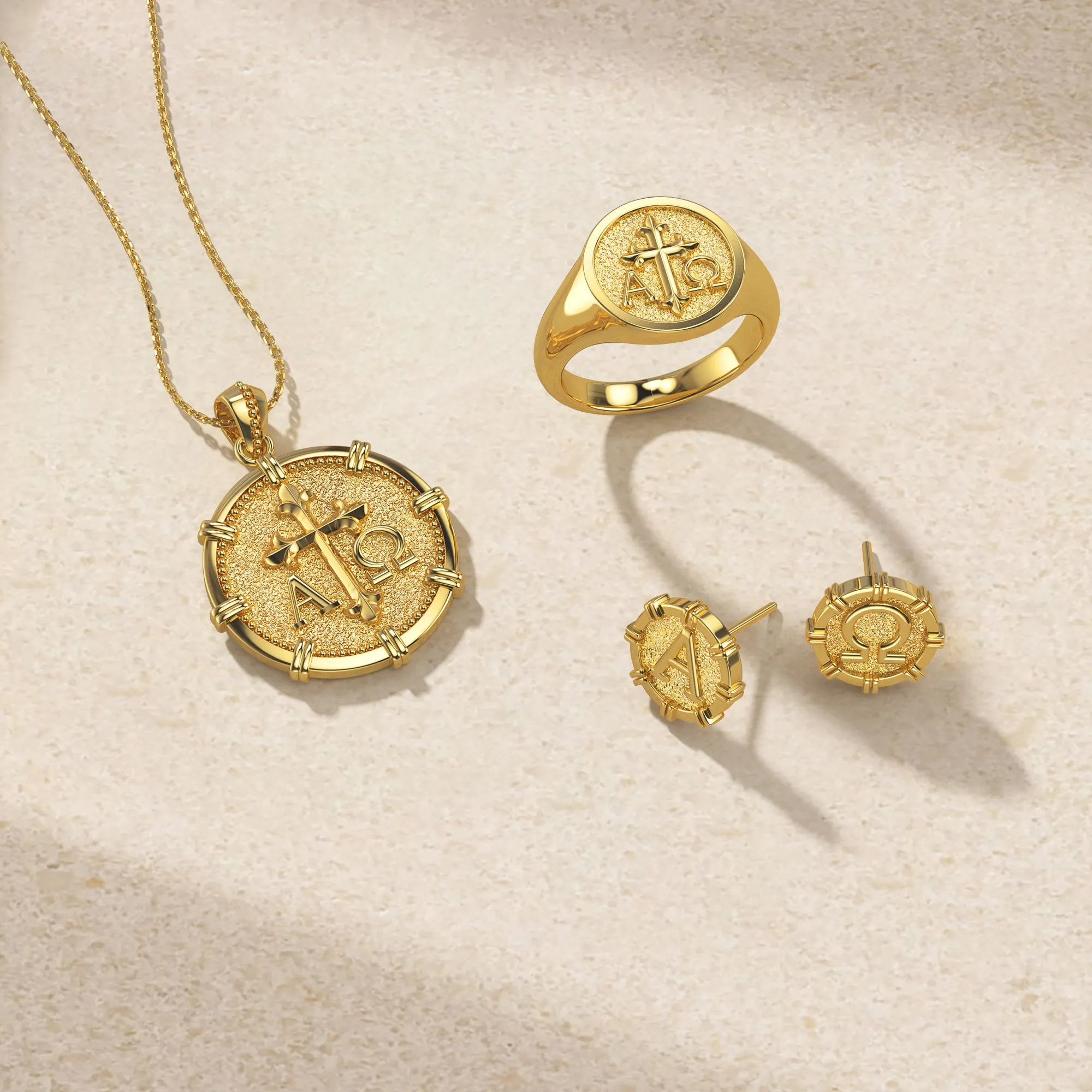 Alpha Omega Stud Earrings sold by Vanimy Jewelry product image thumbnail 4