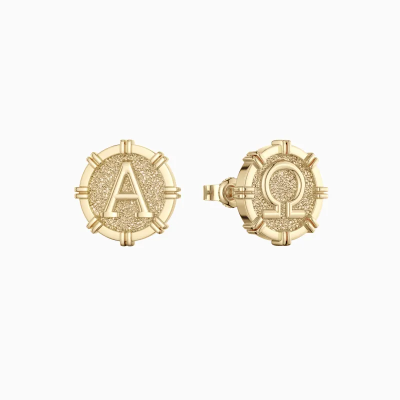 Alpha Omega Stud Earrings sold by Vanimy Jewelry