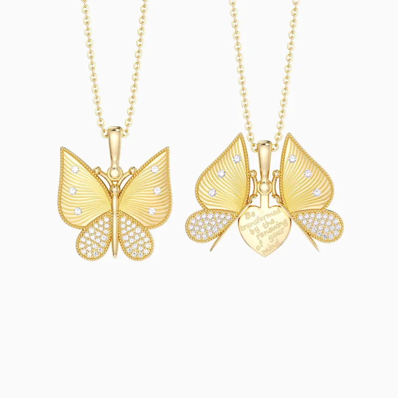 Metamorphosis Butterfly Engraved Necklace sold by Vanimy Jewelry