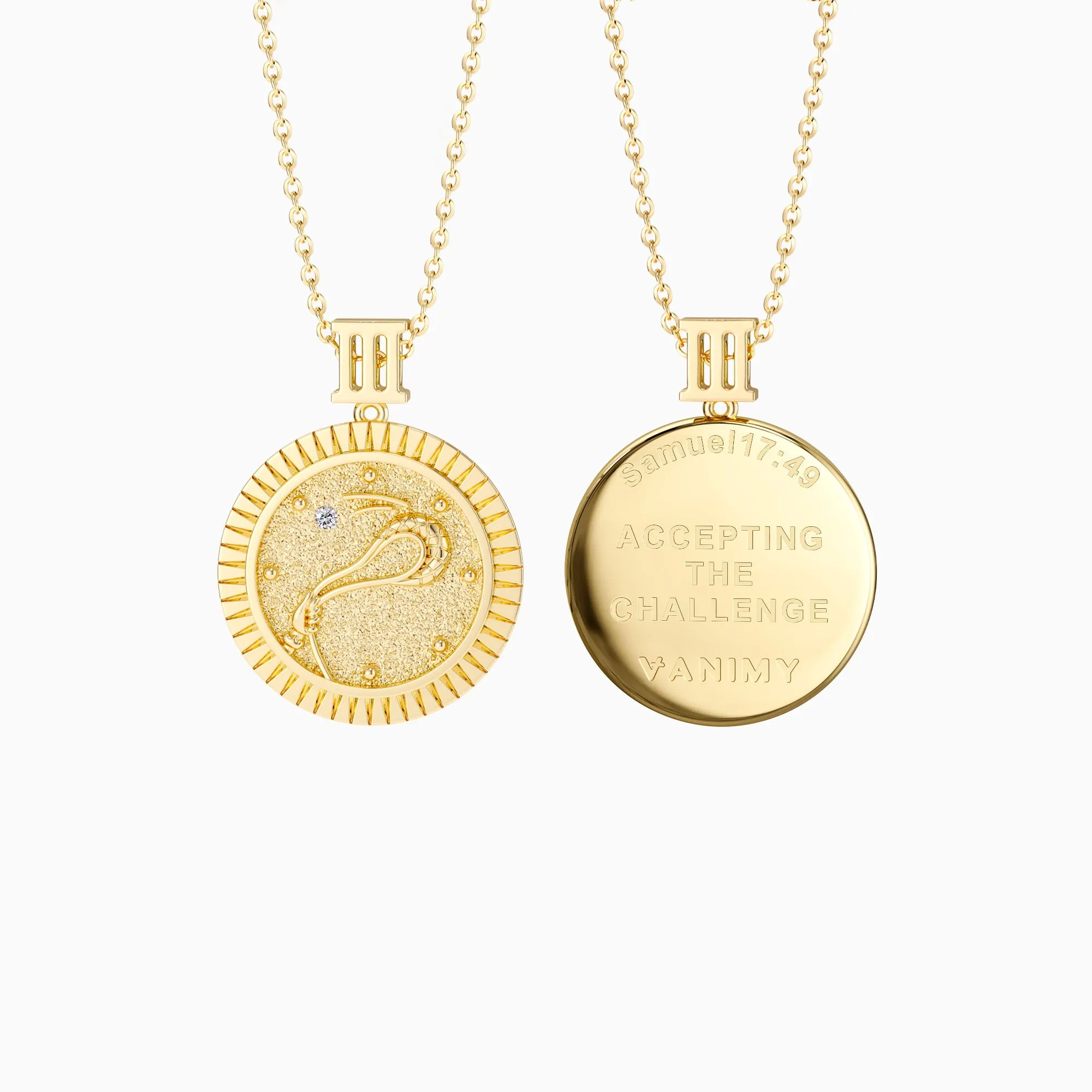 Promised Land Strength & Bravery Coin Medallion Necklace sold by Vanimy Jewelry product image thumbnail 2