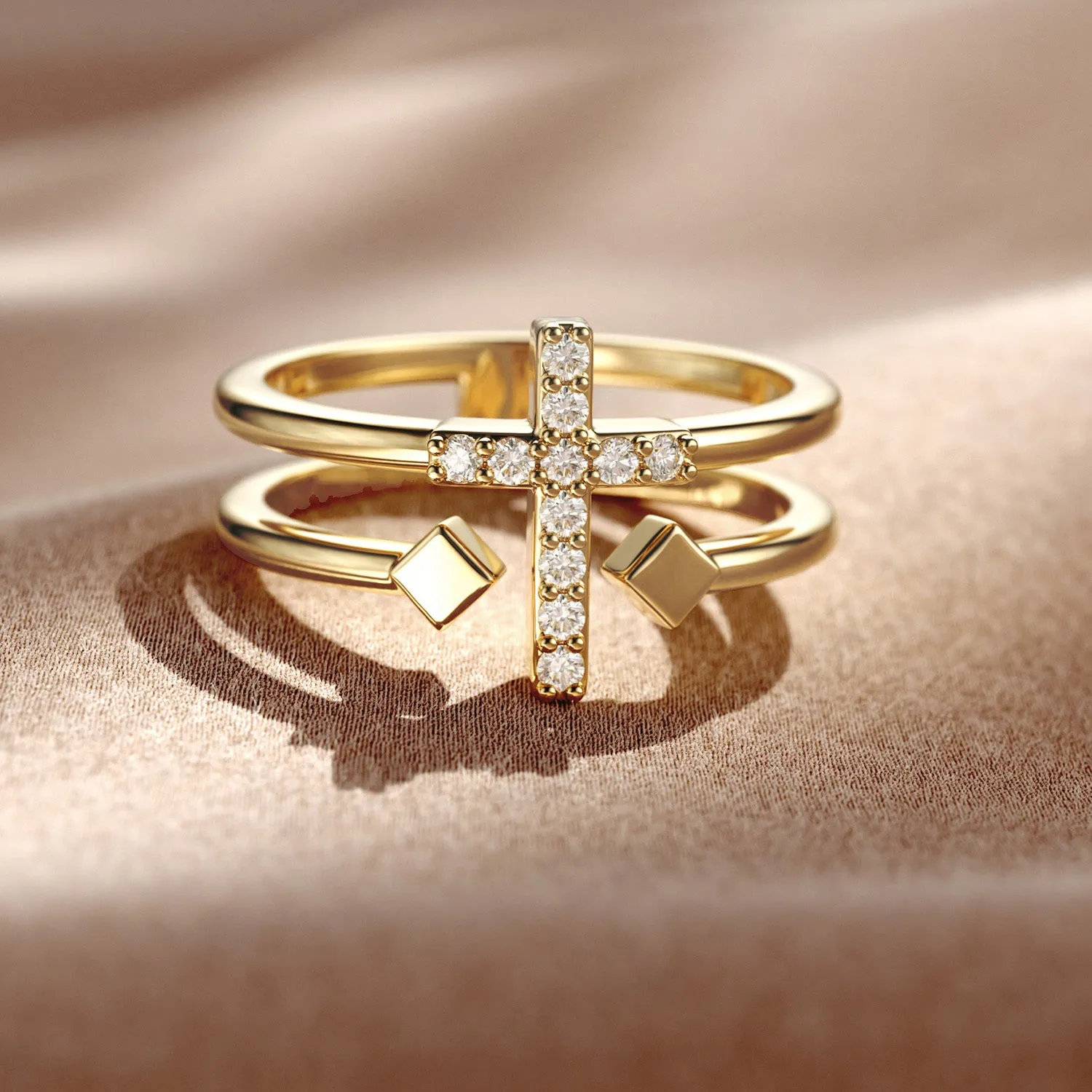Double Zircon Cross Ring sold by Vanimy Jewelry product image thumbnail 2