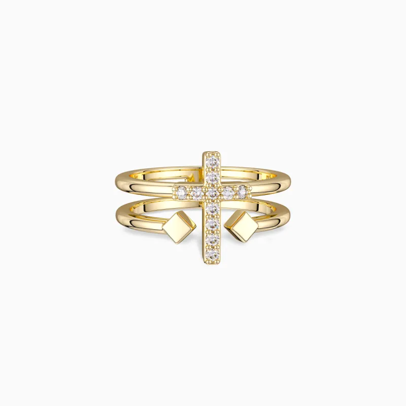 Double Zircon Cross Ring sold by Vanimy Jewelry