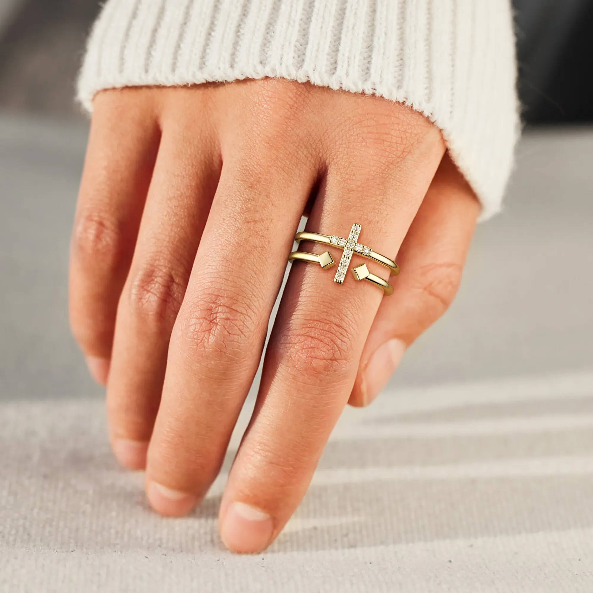 Double Zircon Cross Ring sold by Vanimy Jewelry product image thumbnail 3