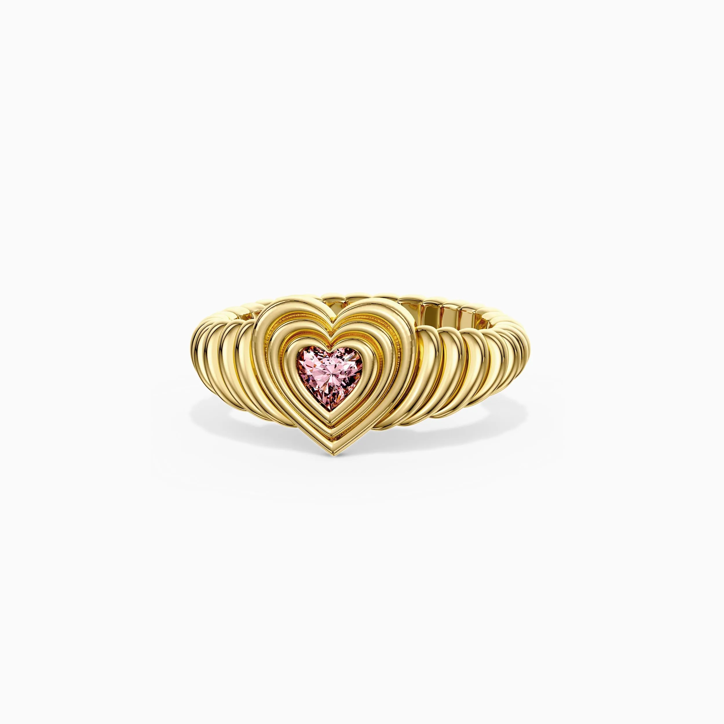 Timeless Enchanted Pink Heart Echo Wavy Pinky Signet Ring sold by Vanimy Jewelry
