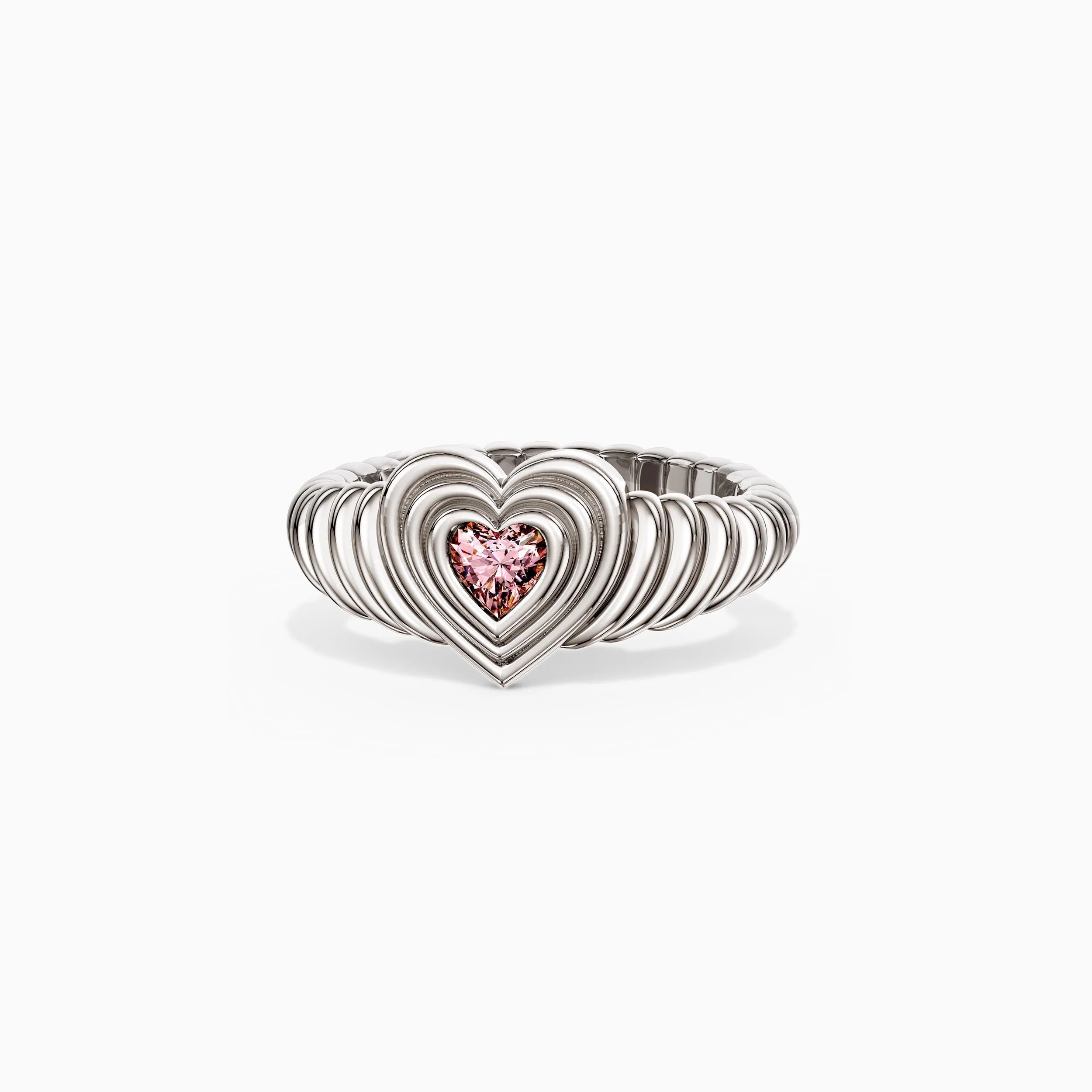 Timeless Enchanted Pink Heart Echo Wavy Pinky Signet Ring sold by Vanimy Jewelry product image thumbnail 5