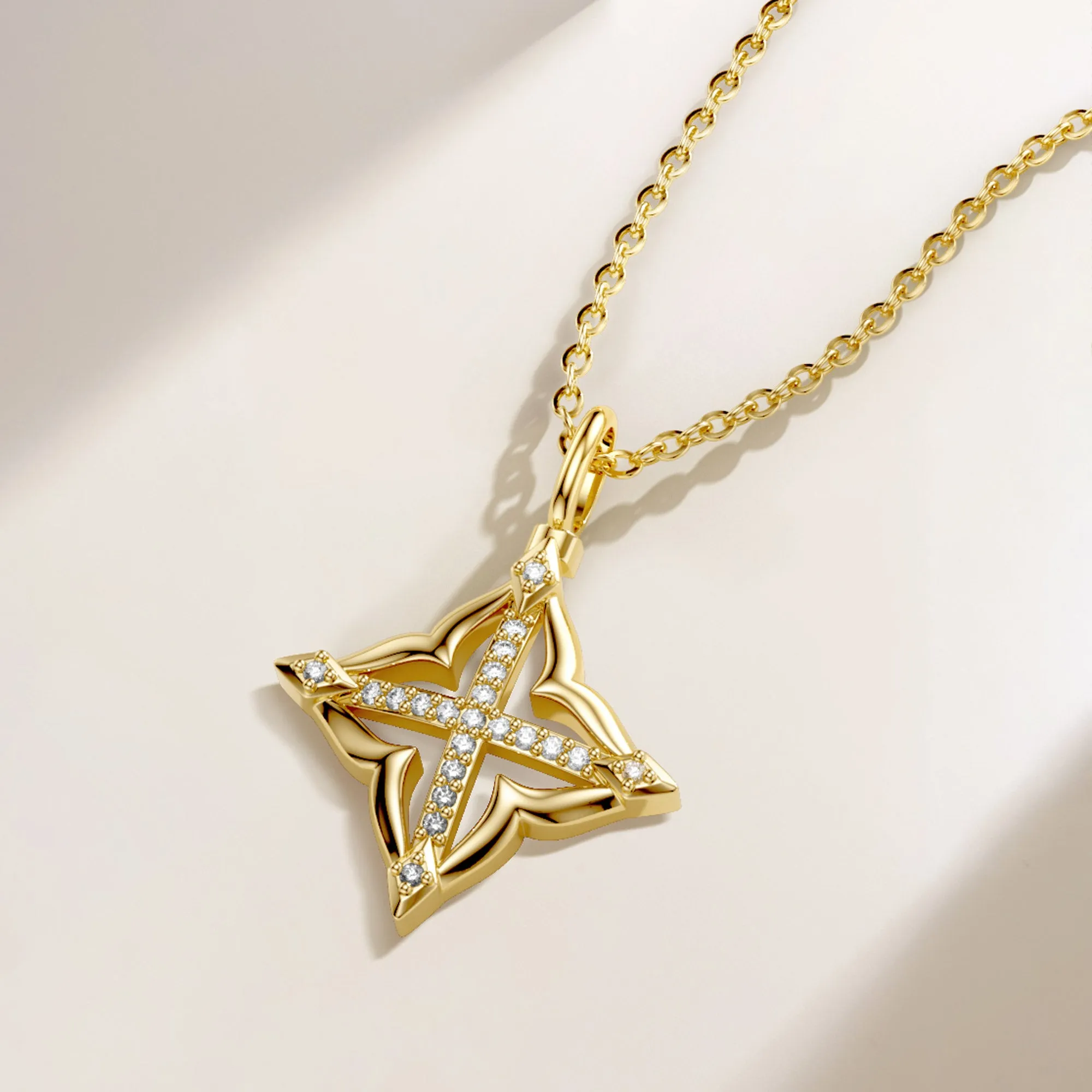 Lucky Four-Leaf Clover Cross Amulet Pendant Necklace sold by Vanimy Jewelry product image thumbnail 4