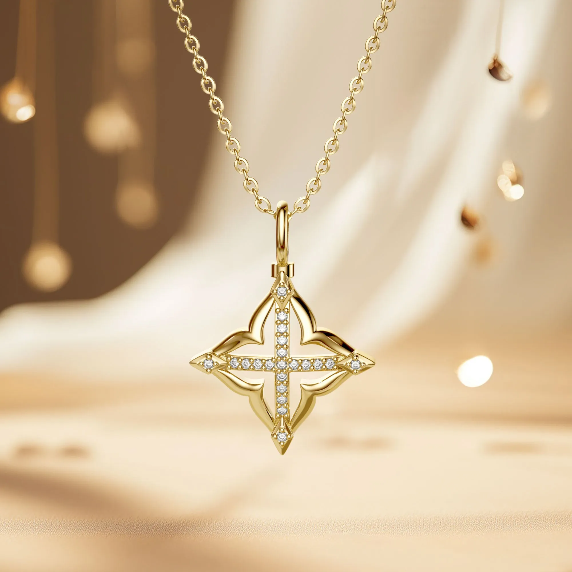 Lucky Four-Leaf Clover Cross Amulet Pendant Necklace sold by Vanimy Jewelry product image thumbnail 2