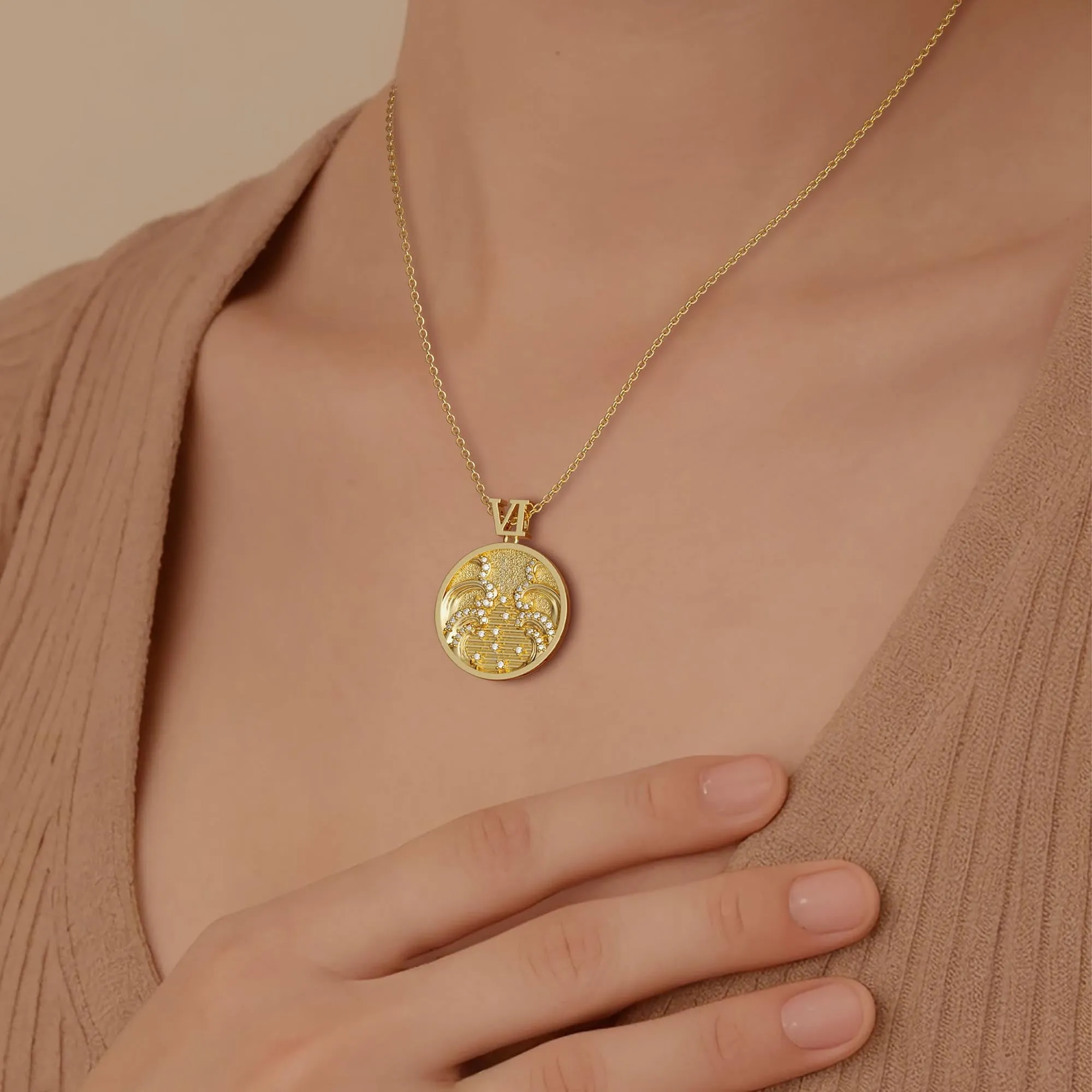 Promised Land Wave Faith Coin Medallion Necklace sold by Vanimy Jewelry product image thumbnail 4