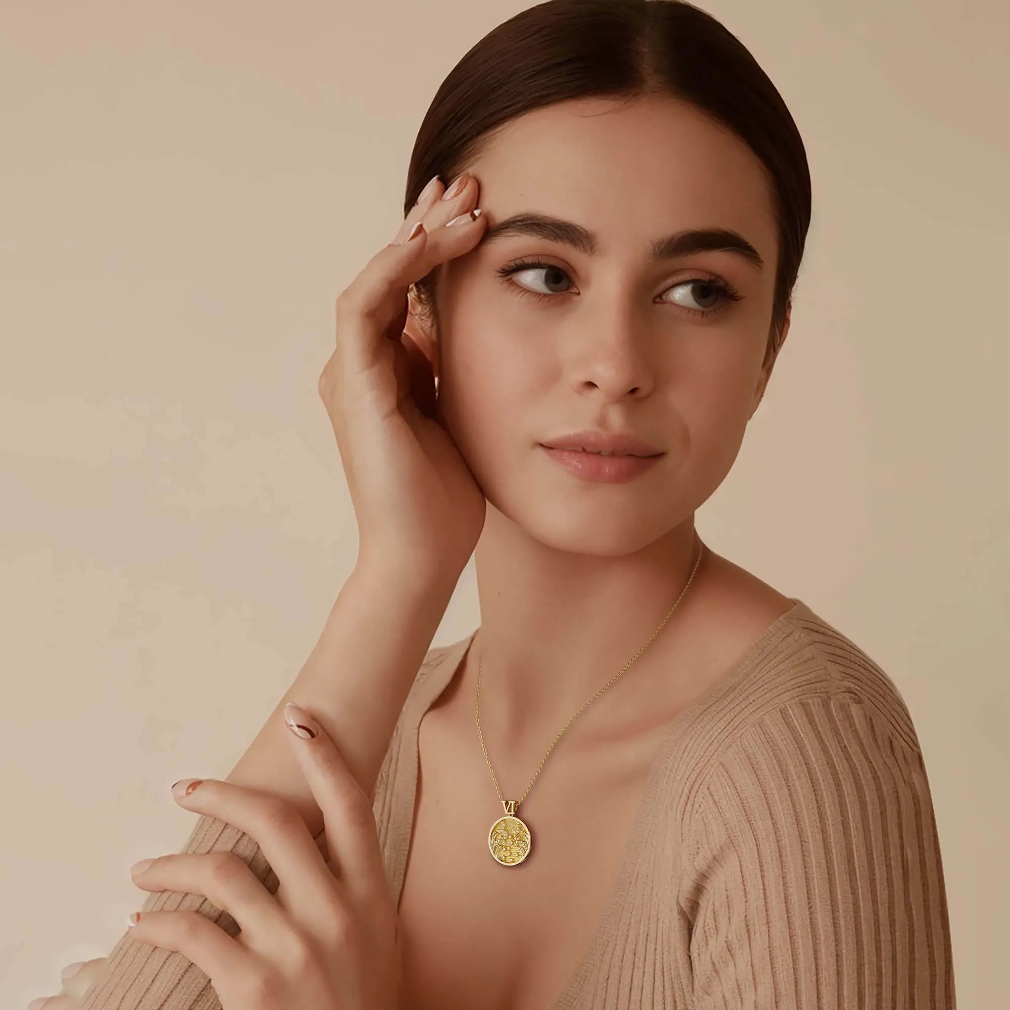 Promised Land Wave Faith Coin Medallion Necklace sold by Vanimy Jewelry product image thumbnail 5