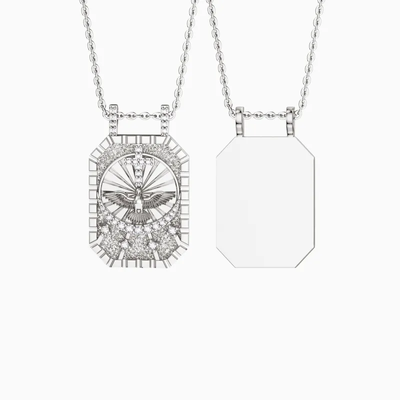 Personalized Cross Dove Celestial Protection Medallion Pendant Scapular Necklace sold by Vanimy Jewelry