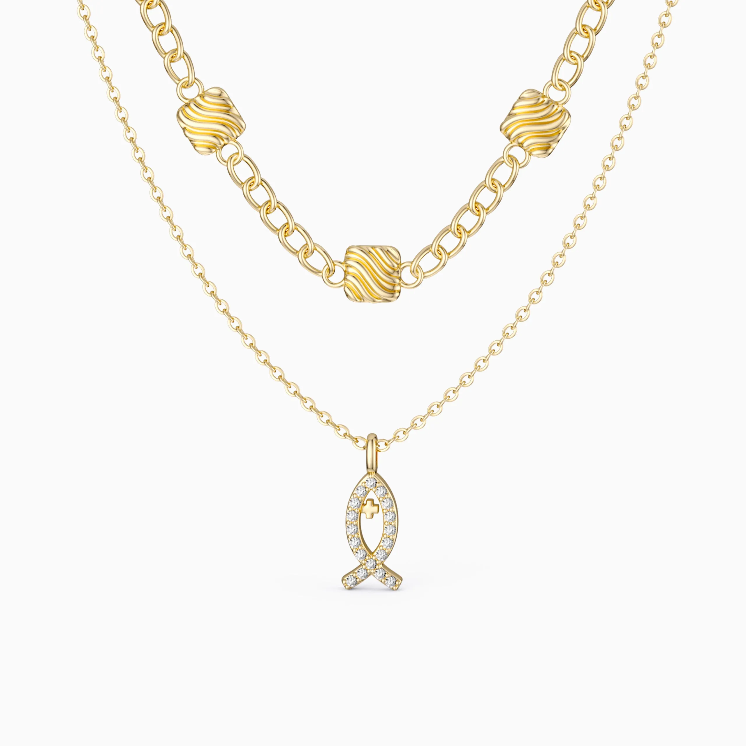 Layered Polychromatic Ichthys Necklace sold by Vanimy Jewelry product image thumbnail 5