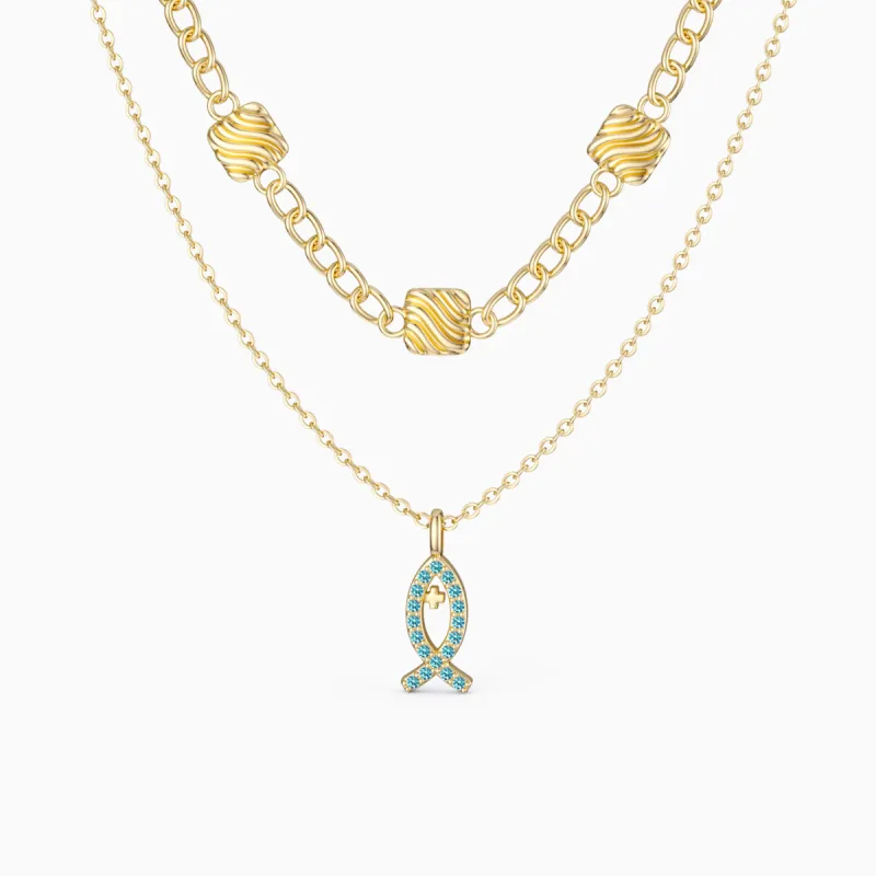 Layered Polychromatic Ichthys Necklace sold by Vanimy Jewelry