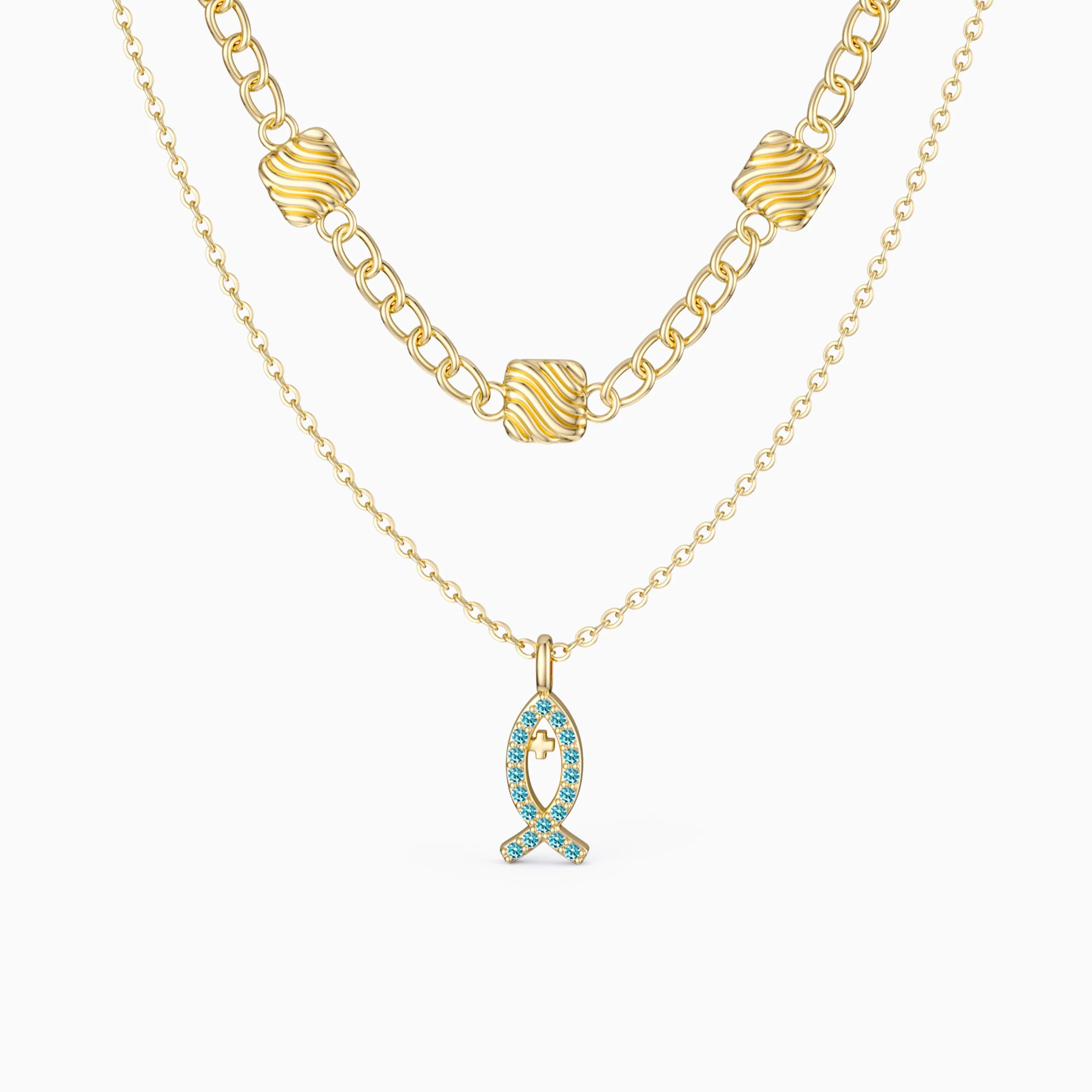 Layered Polychromatic Ichthys Necklace sold by Vanimy Jewelry