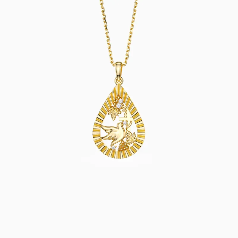 Parable of the Workers in the Vineyard Dove Cross Pear Pendant Necklace sold by Vanimy Jewelry