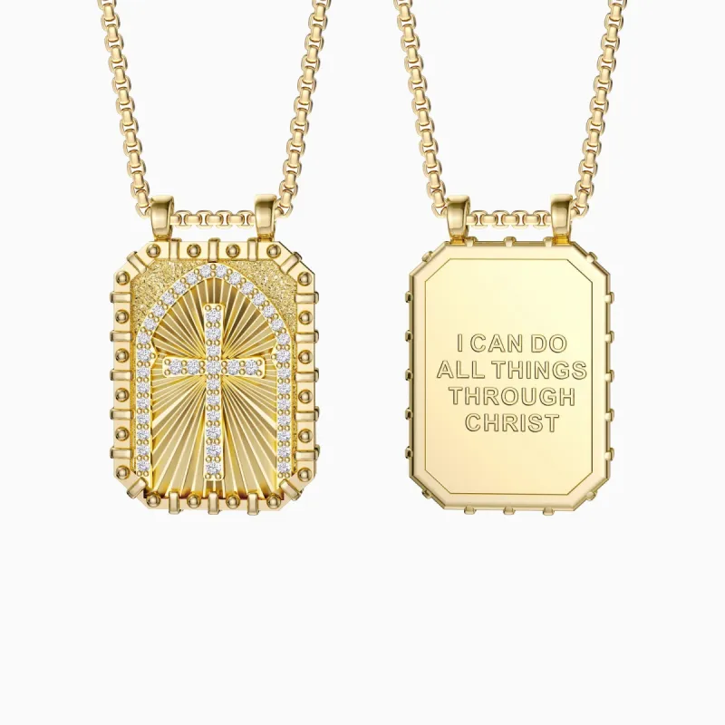 I Can Do All Things Through Christ Cross Engraved Necklace sold by Vanimy Jewelry