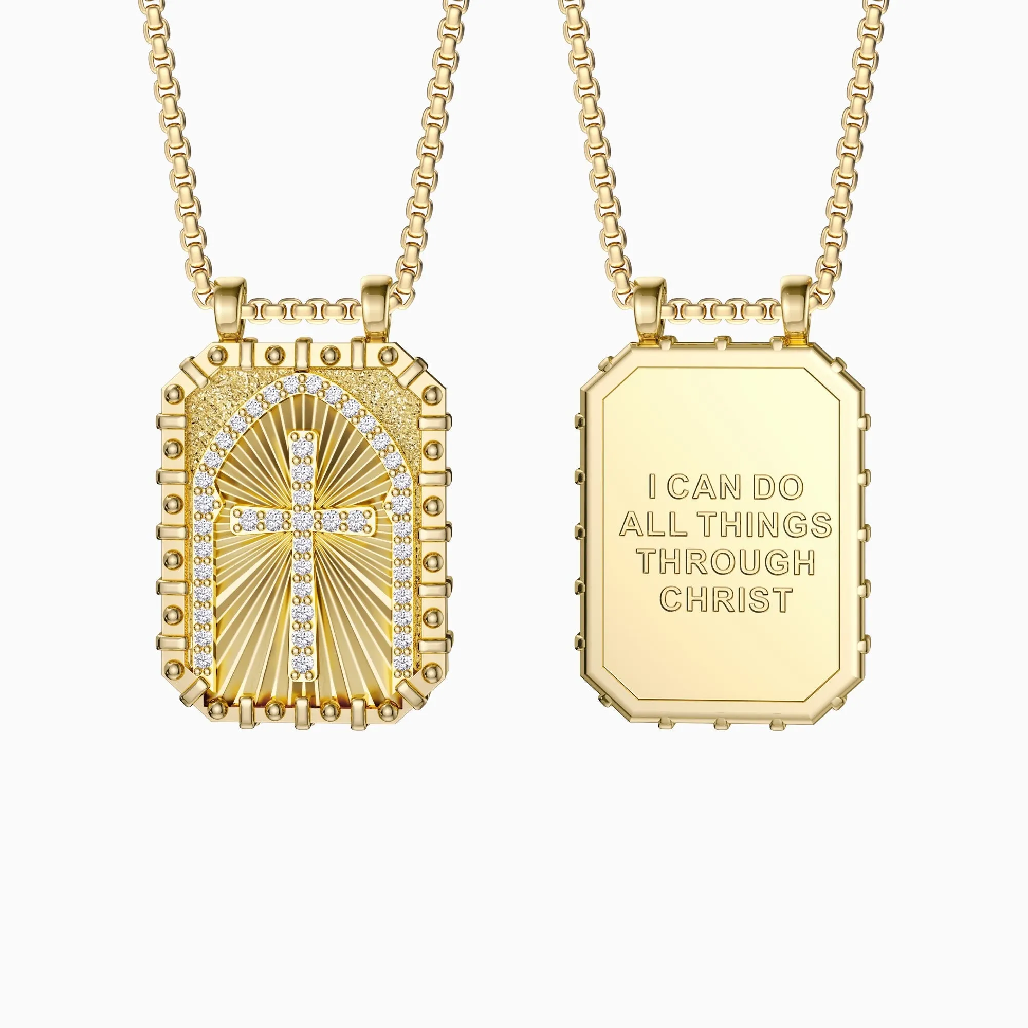I Can Do All Things Through Christ Cross Engraved Necklace sold by Vanimy Jewelry