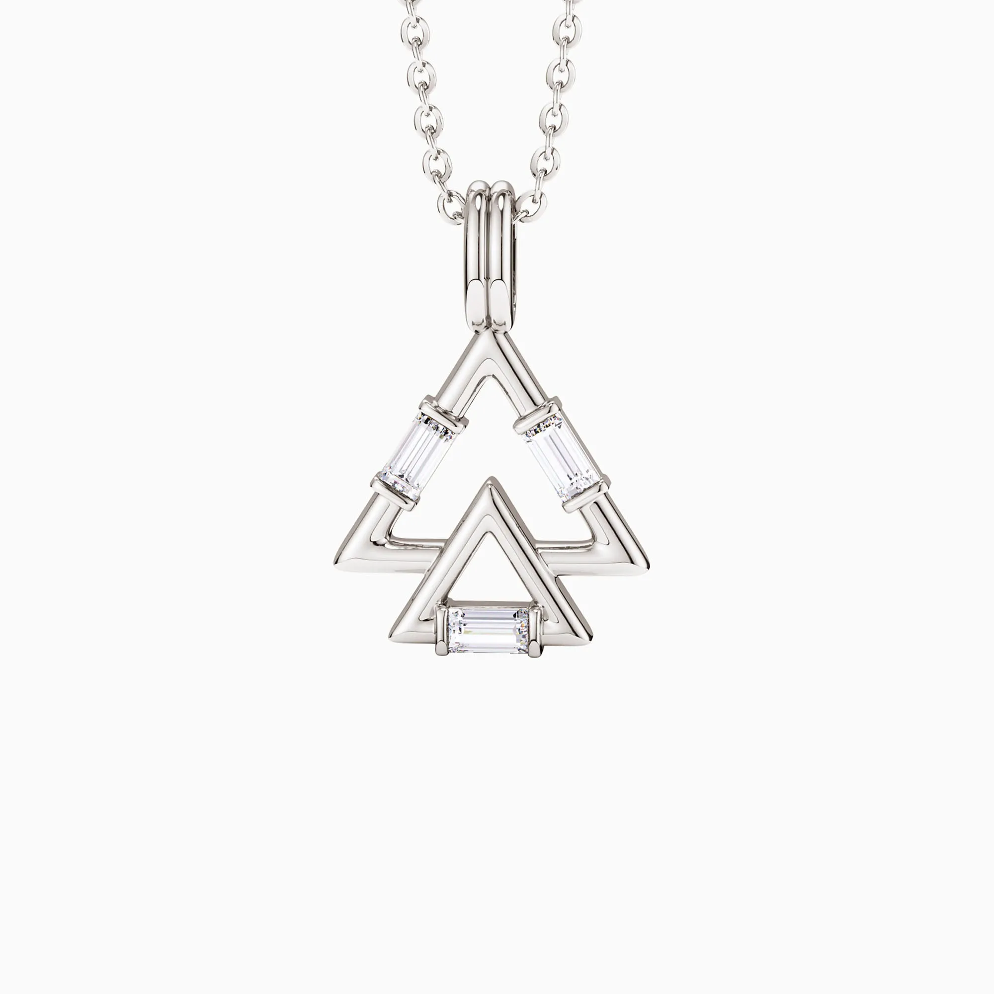 Trinity Triangle Duo Charm Baguette Stone Pendant Necklace sold by Vanimy Jewelry product image thumbnail 5
