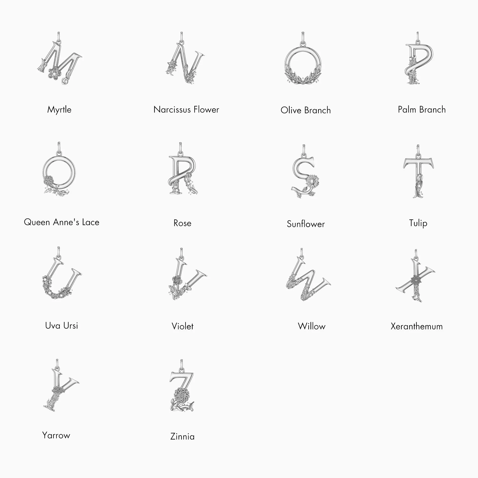 Blossom Letter A-Z Pendant sold by Vanimy Jewelry product image thumbnail 2