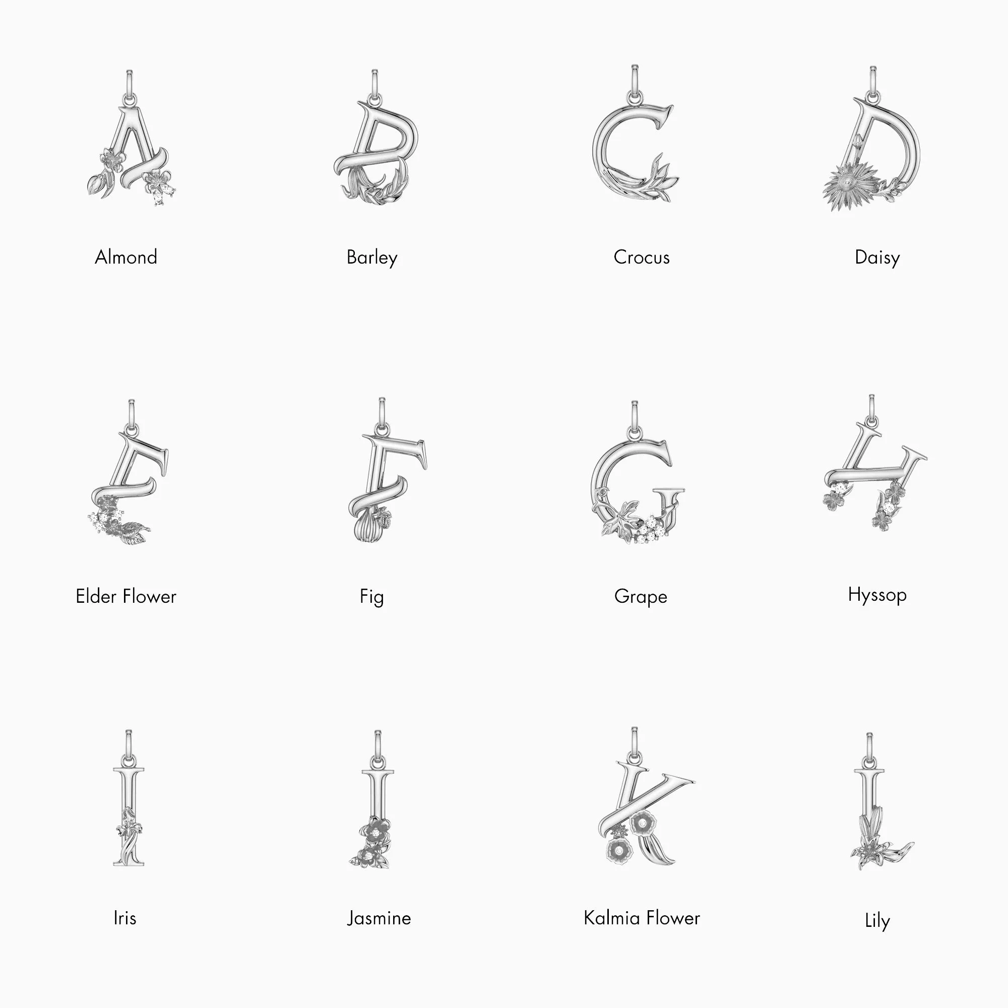 Blossom Letter A-Z Pendant sold by Vanimy Jewelry