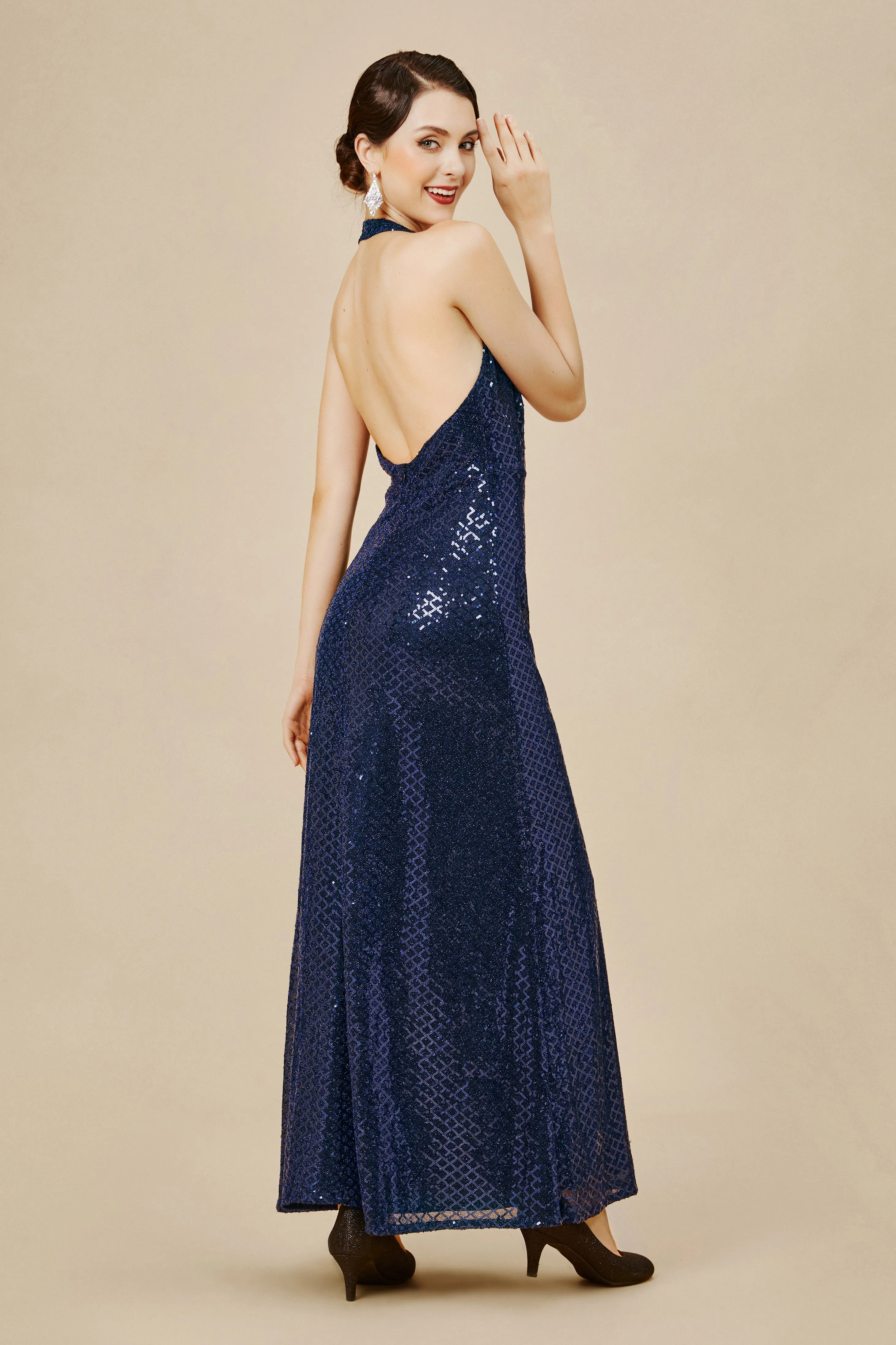 V Neck Hanging Sequin Maxi Dress sold by BABEYOND product image thumbnail 2
